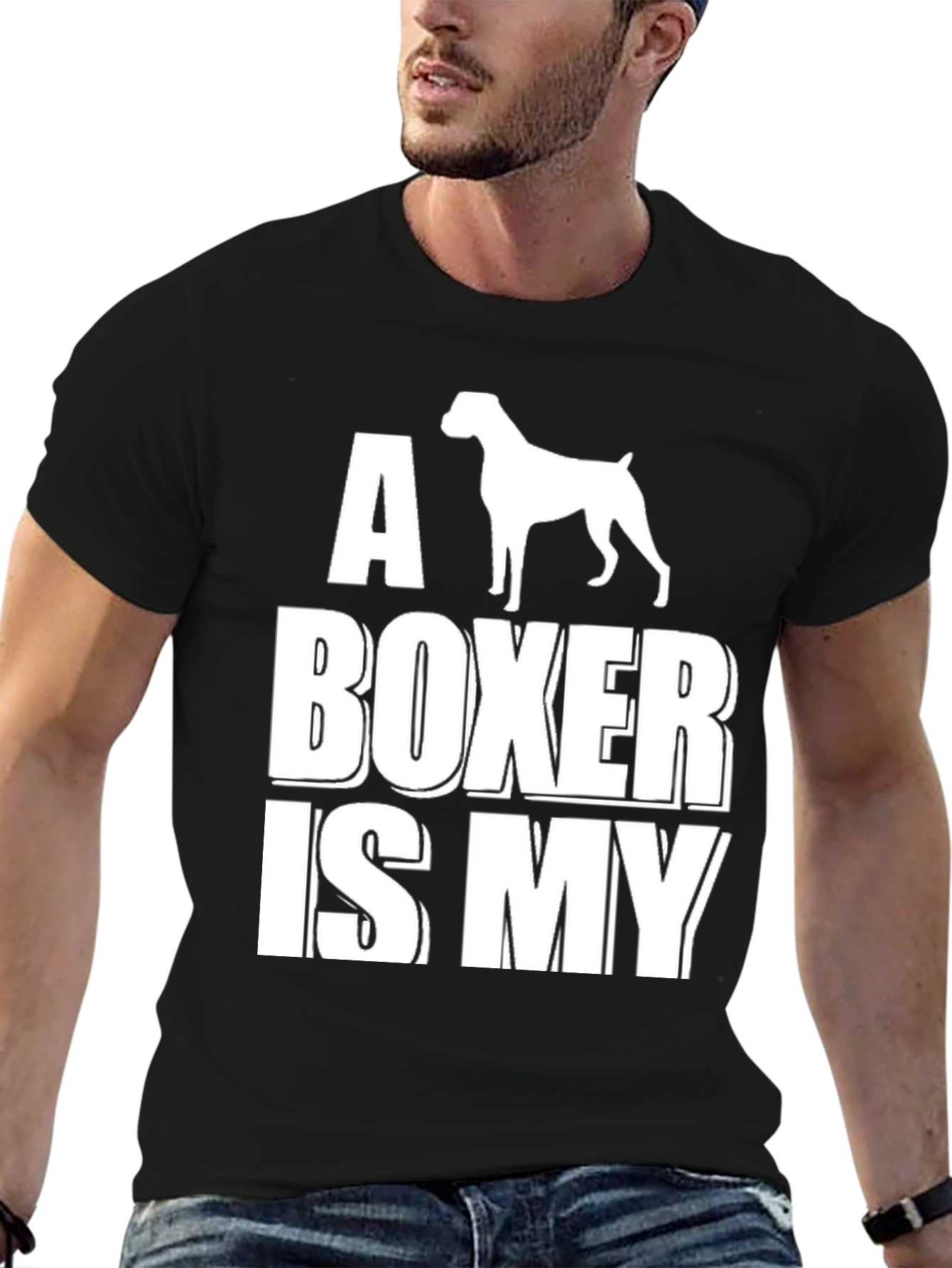A Boxer is My Dog Graphic T-Shirt - Black