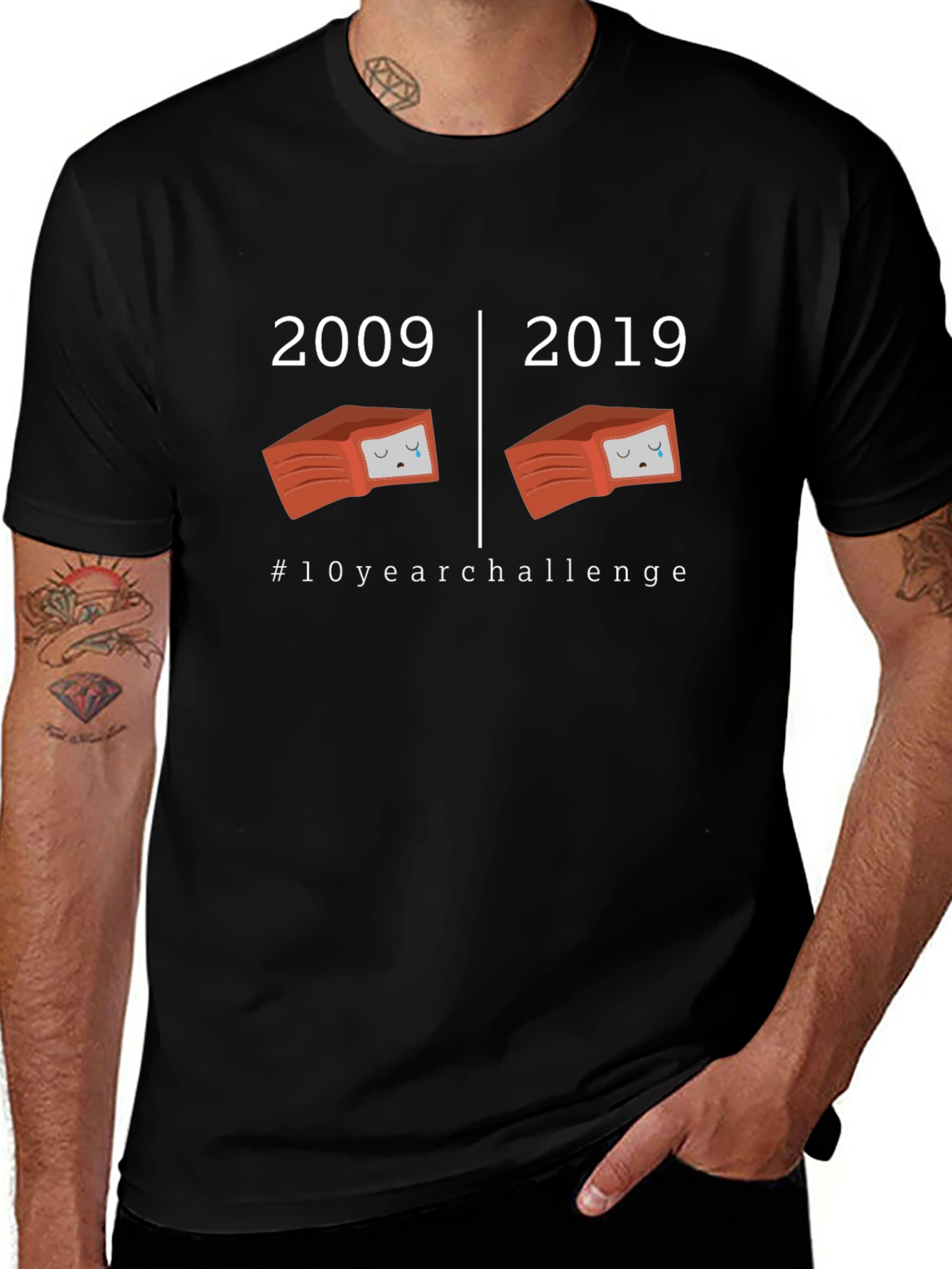 2009 vs 2019 #10yearchallenge Black T-Shirt