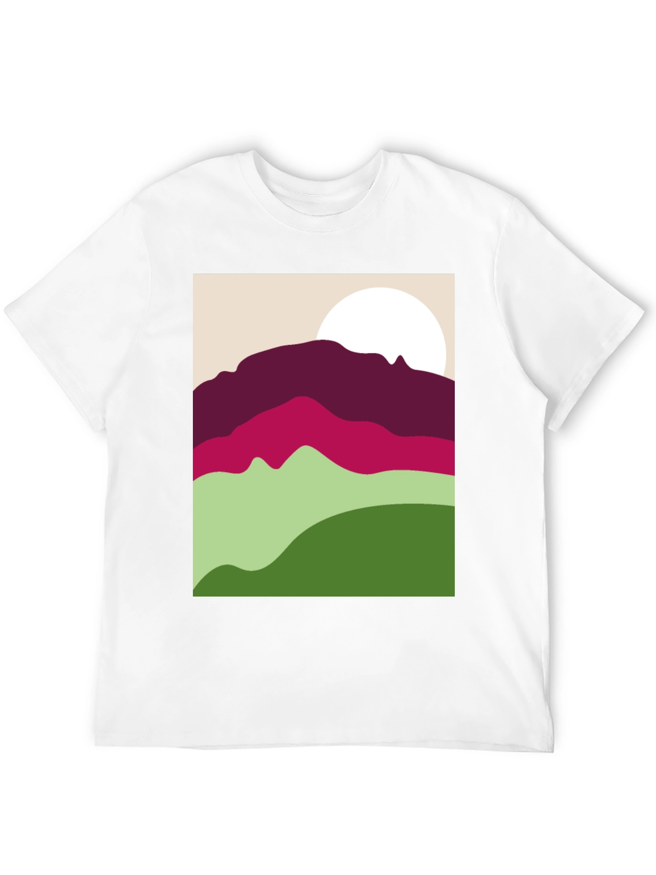 Abstract Mountain Scene Graphic Tee - Black
