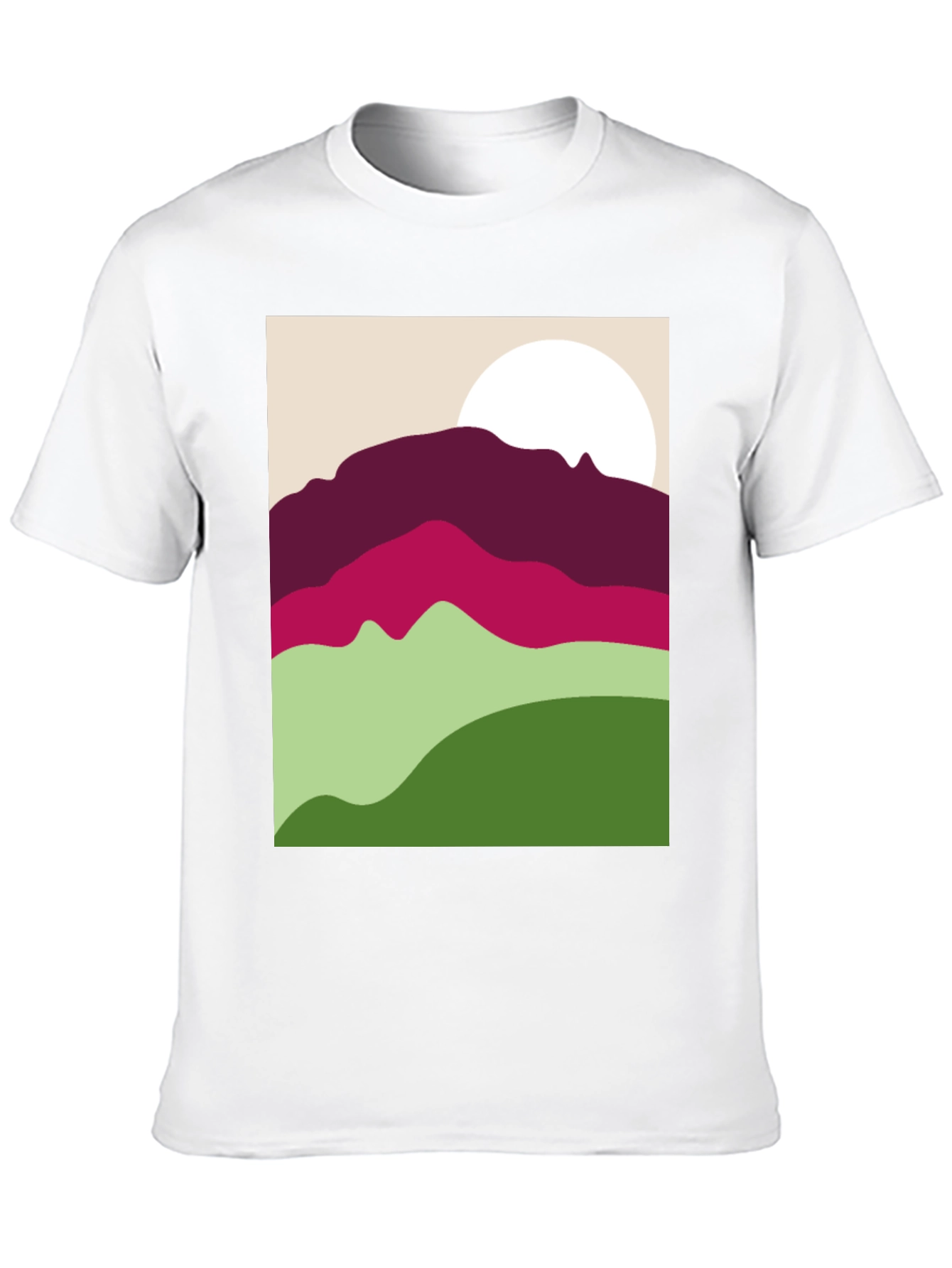 Abstract Mountain Scene Graphic Tee - Black