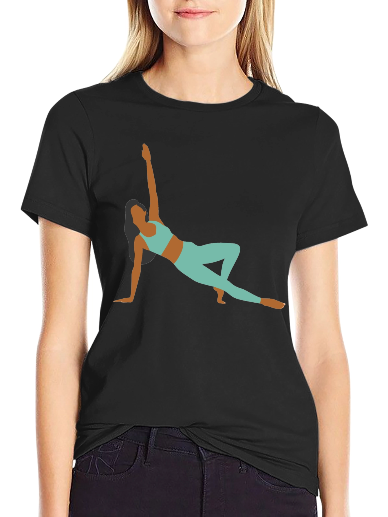 Yoga Pose Graphic Black T-Shirt