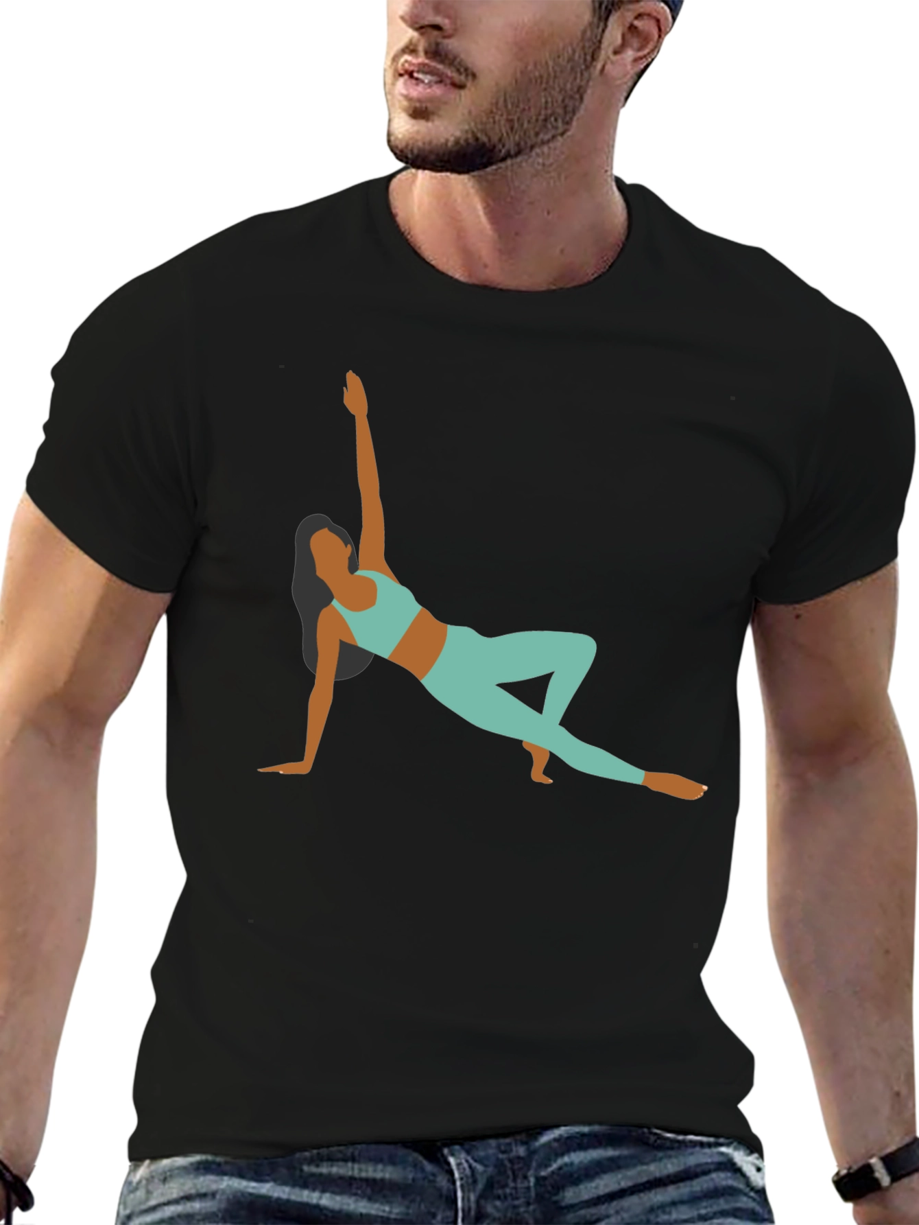 Yoga Pose Graphic Black T-Shirt
