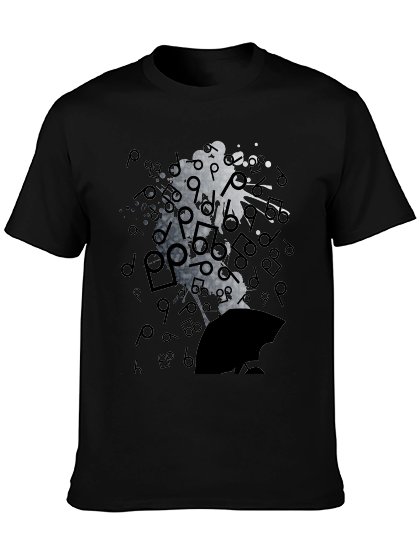 Abstract Music Man Tee - Black Graphic T-Shirt