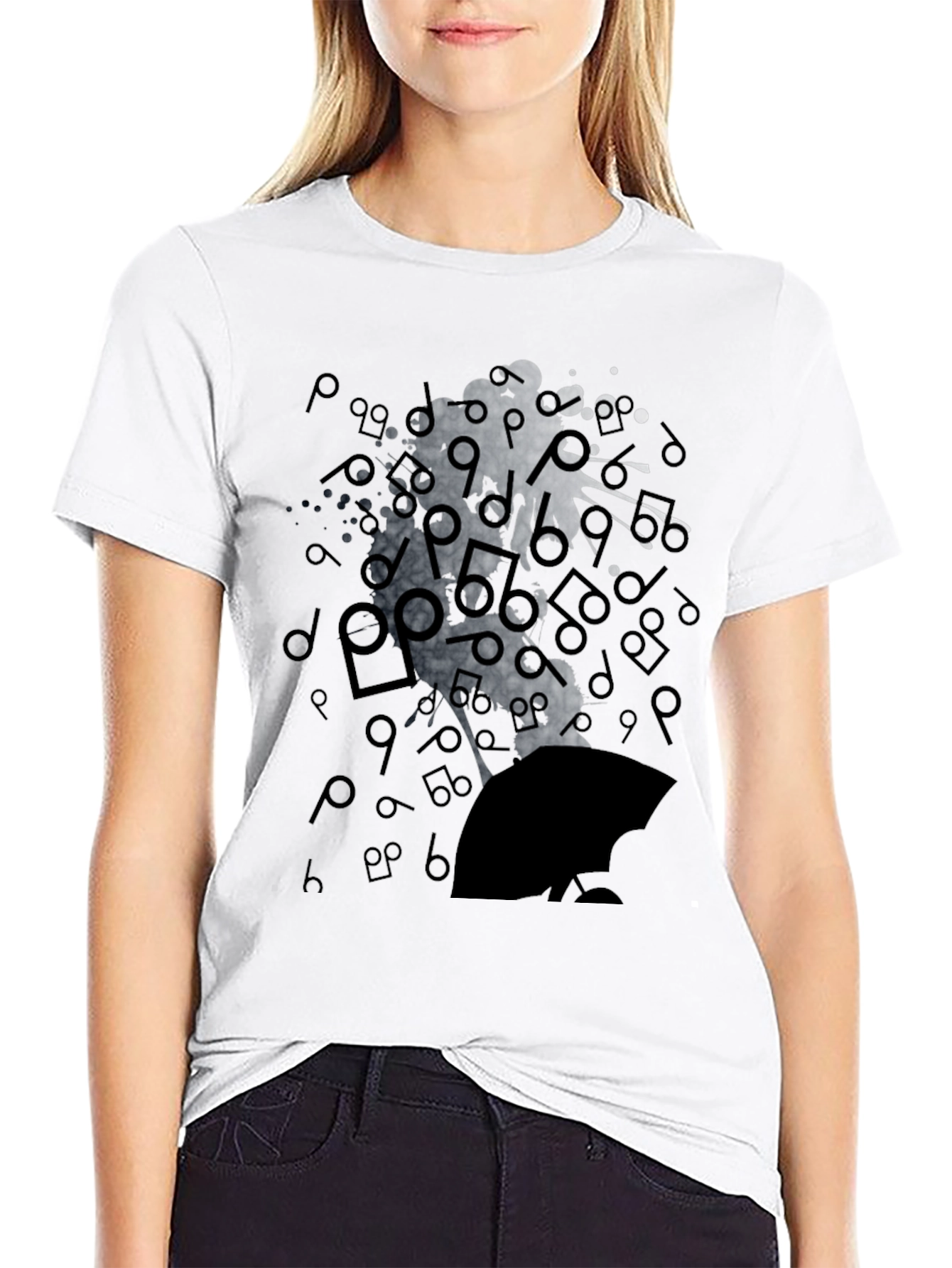 Abstract Music Man Tee - Black Graphic T-Shirt