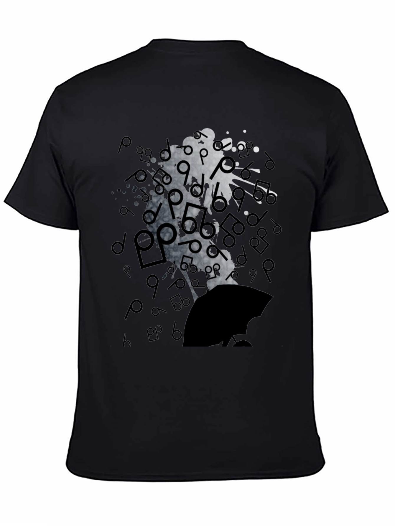 Abstract Music Man Tee - Black Graphic T-Shirt