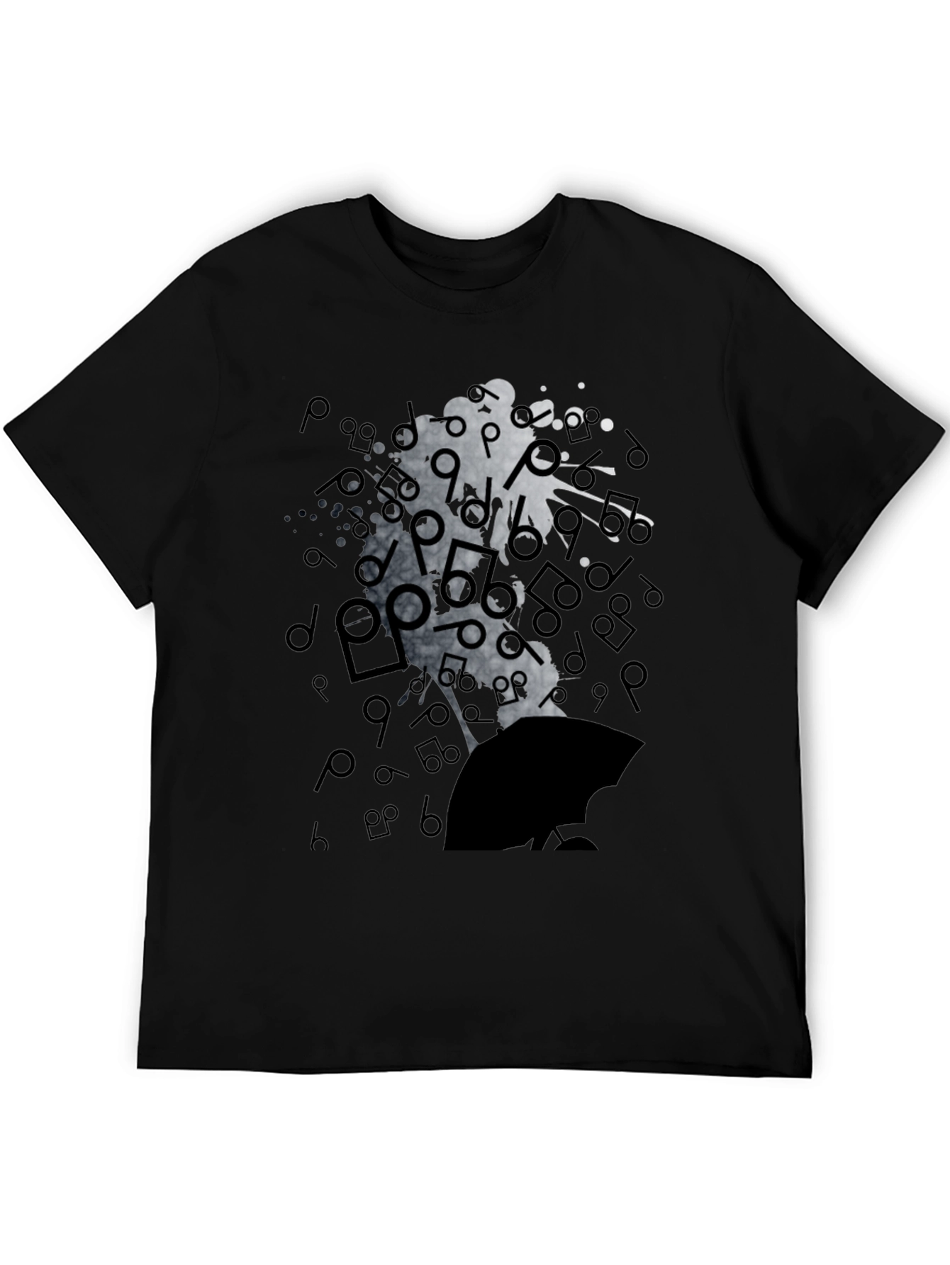 Abstract Music Man Tee - Black Graphic T-Shirt