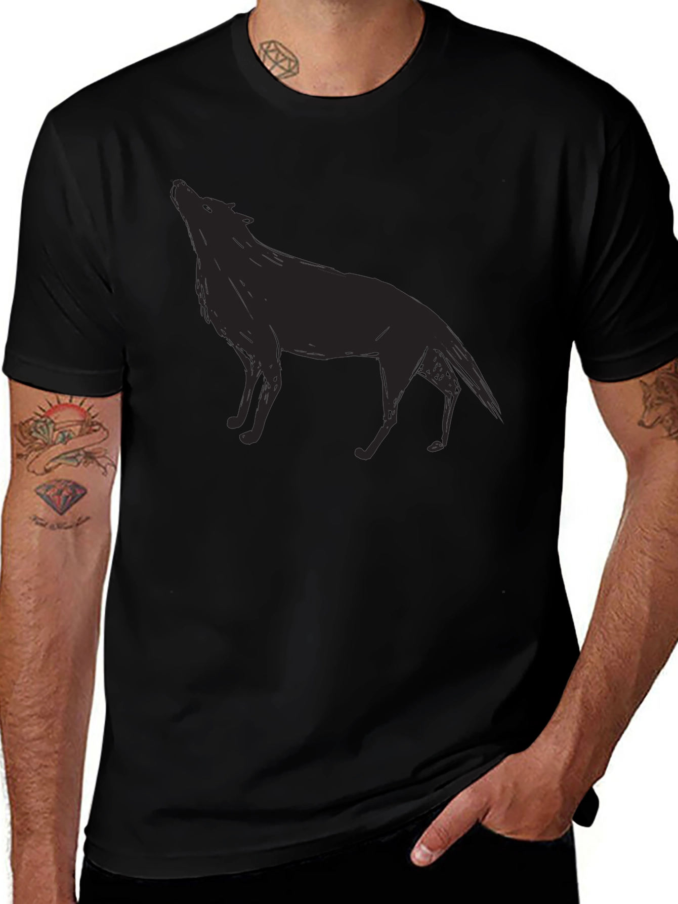 Wolf Silhouette Black T-Shirt
