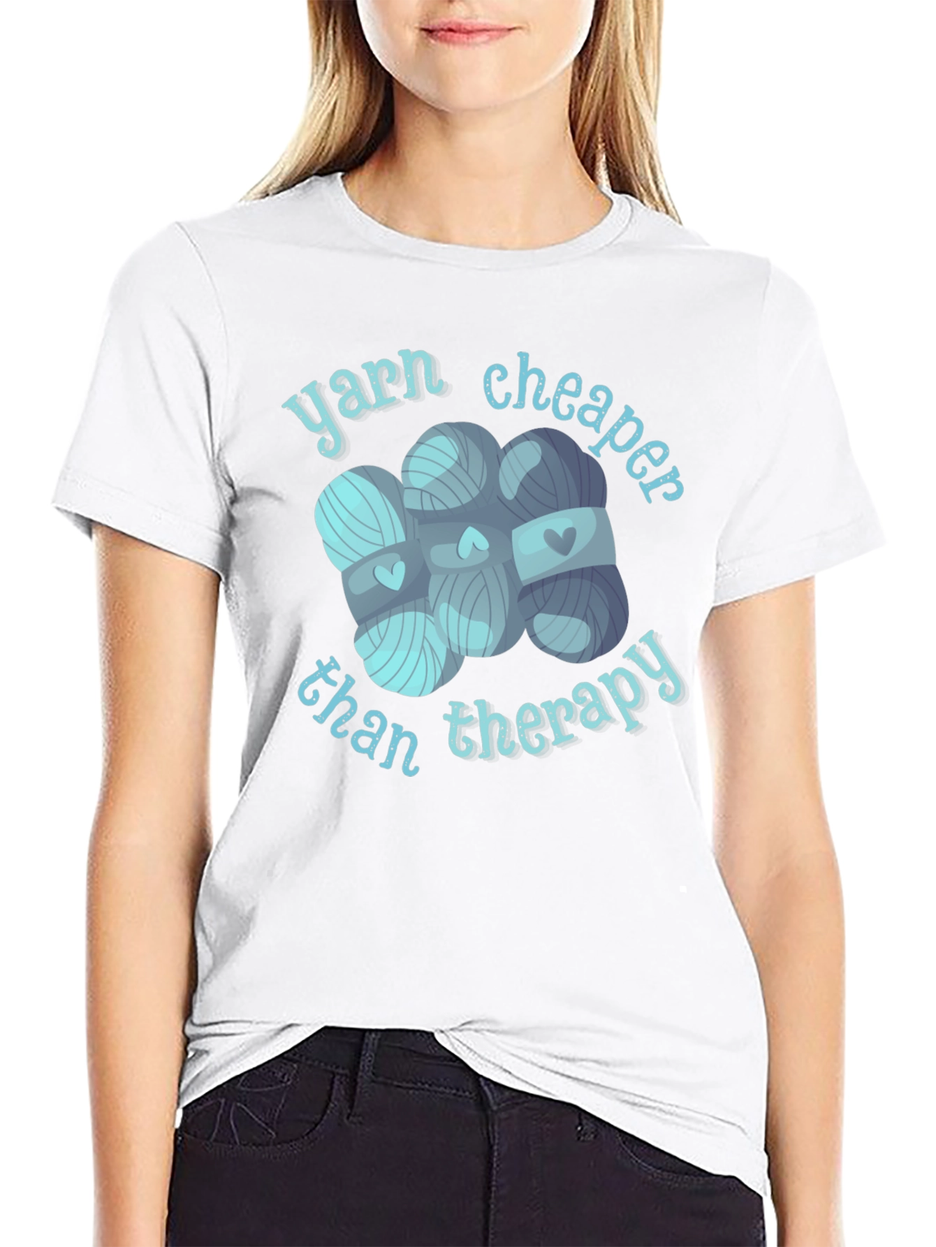 Yarn Cheaper Than Therapy Graphic T-Shirt
