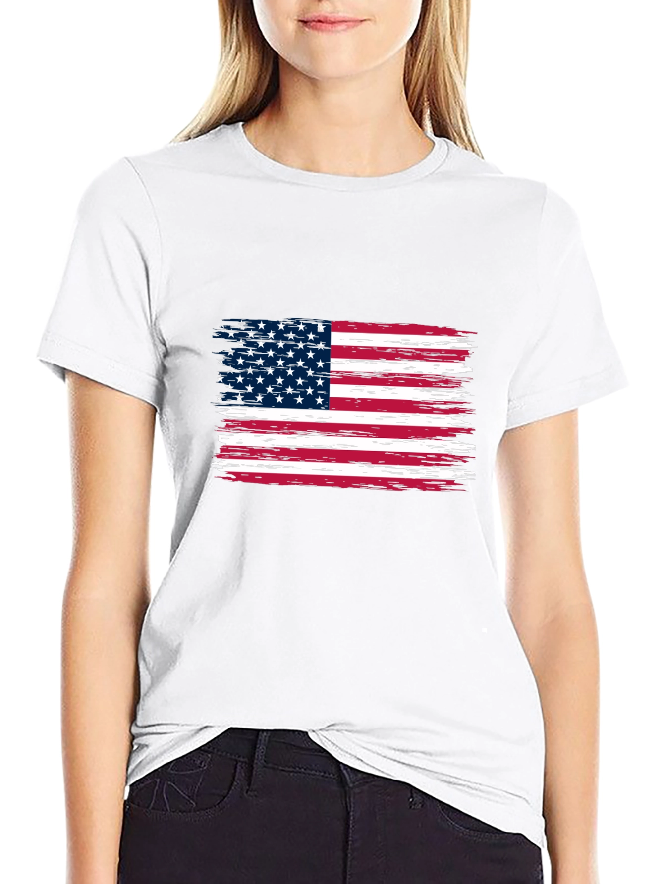 American Flag Graphic Print Tee