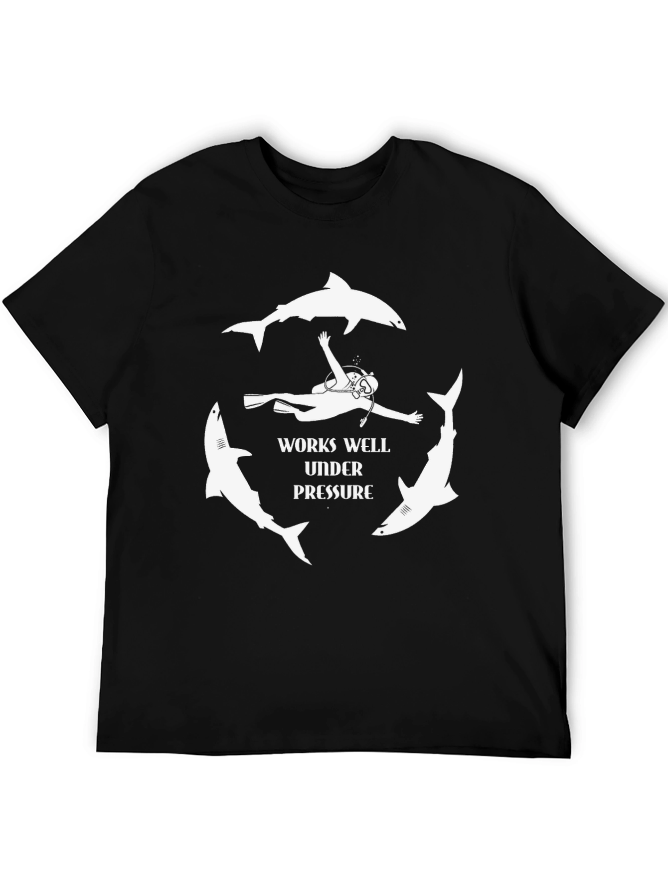 Works Well Under Pressure Shark Diver Graphic Tee