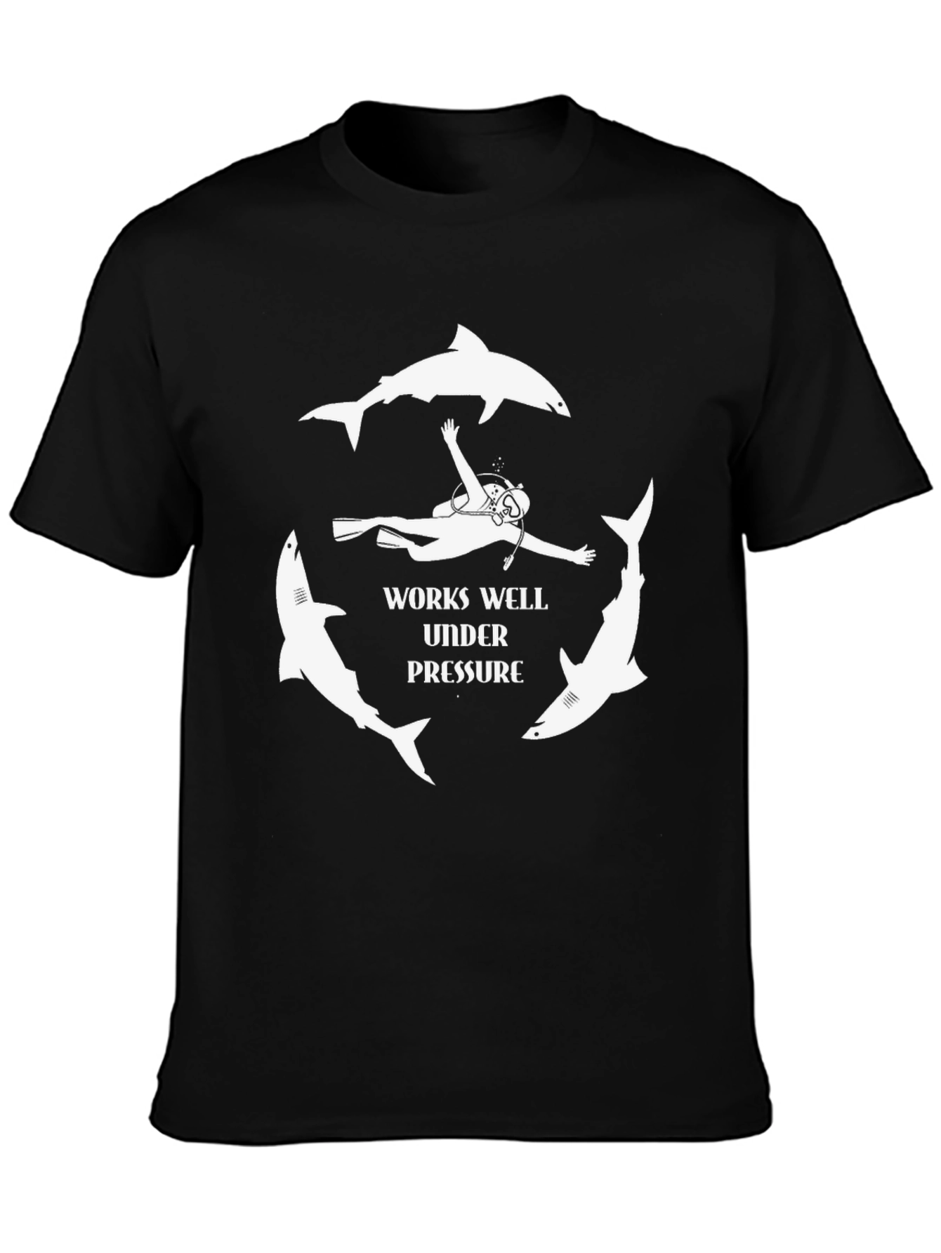 Works Well Under Pressure Shark Diver Graphic Tee