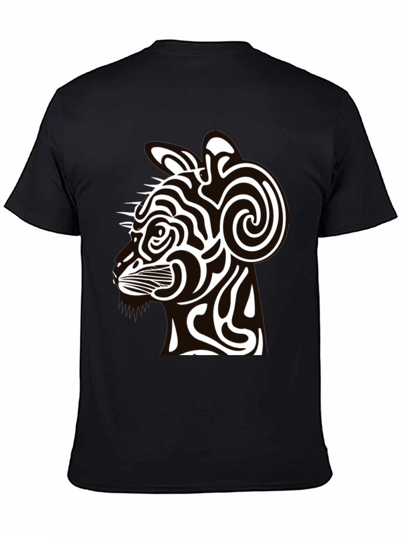 Abstract Cat Graphic Black T-Shirt - Modern Style