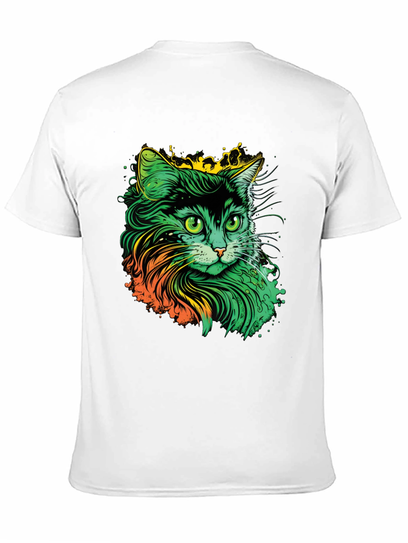 Vibrant Cat Graphic T-Shirt - Black