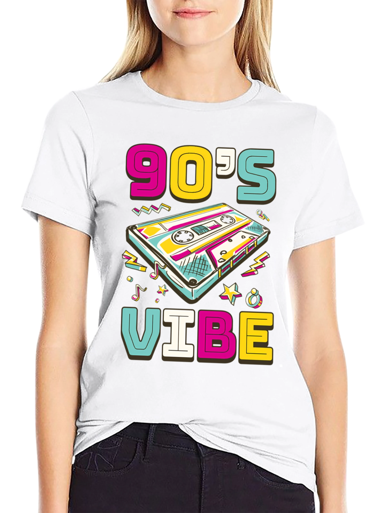 90s Vibe Graphic Tee - Retro Cassette Design