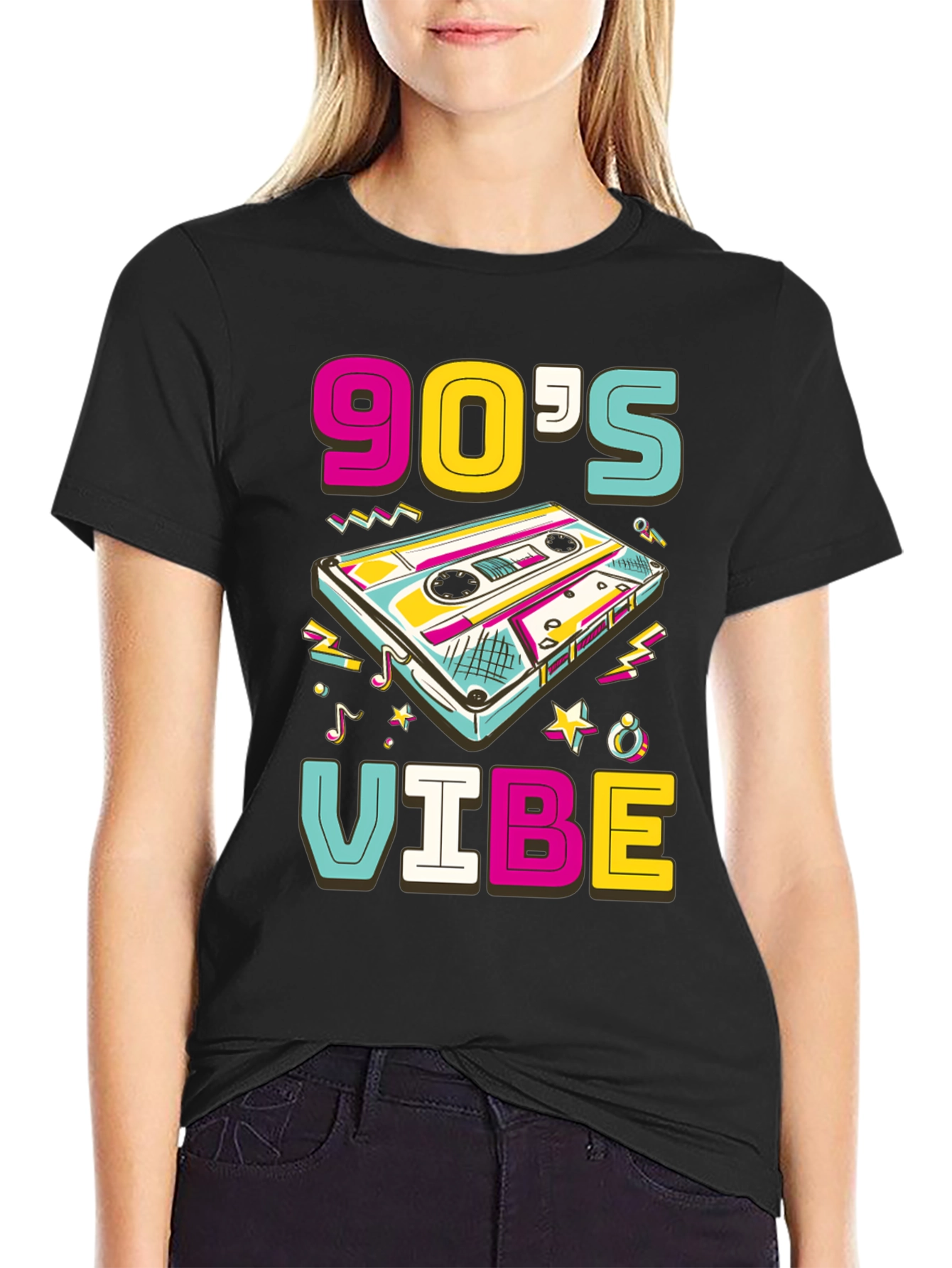 90s Vibe Graphic Tee - Retro Cassette Design