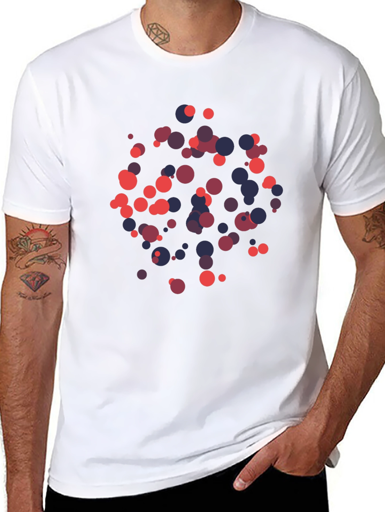 Abstract Dot Print Black T-Shirt