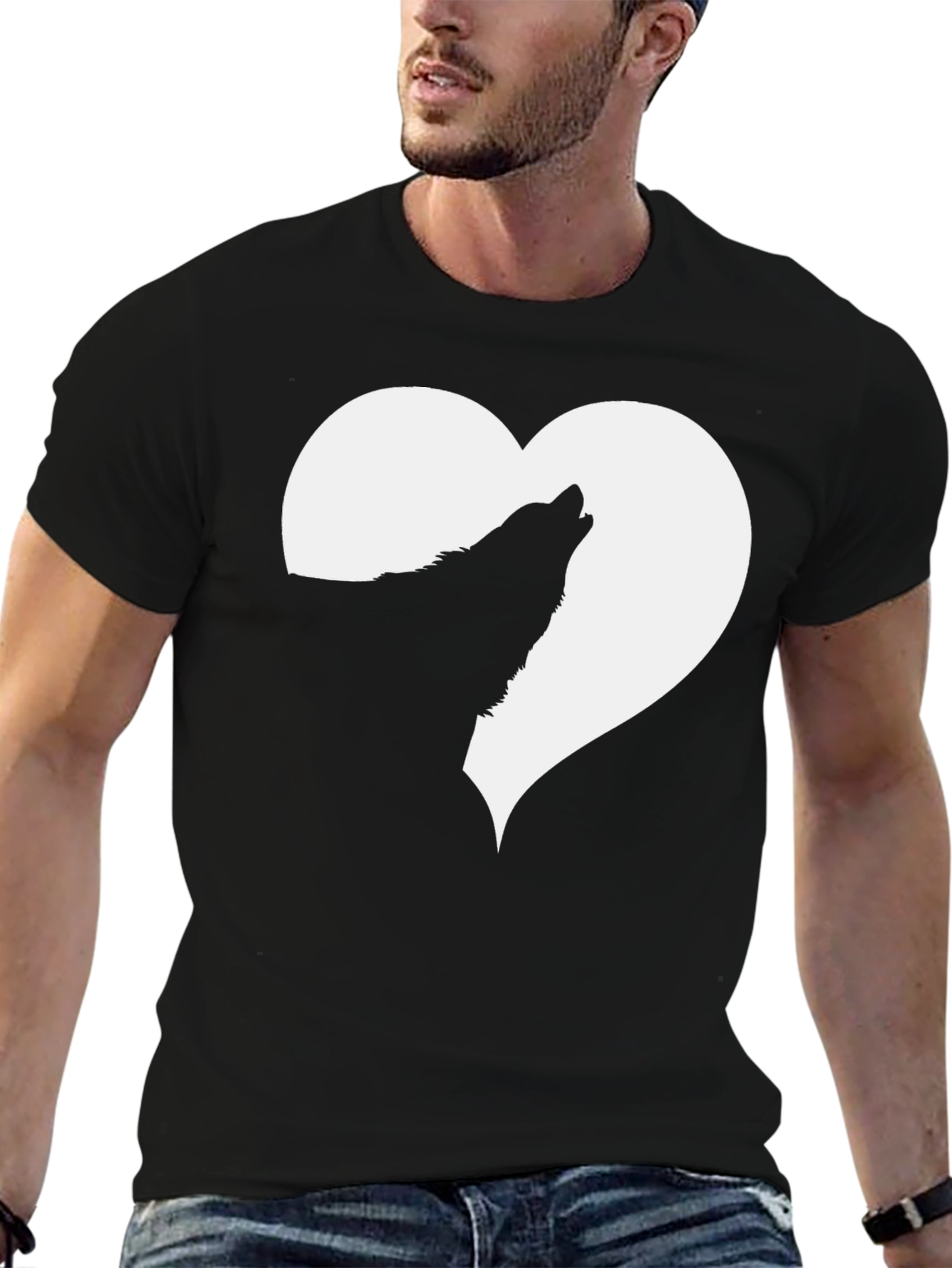 Wolf Howling in Heart T-Shirt
