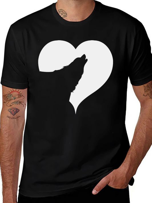 Wolf Howling in Heart T-Shirt