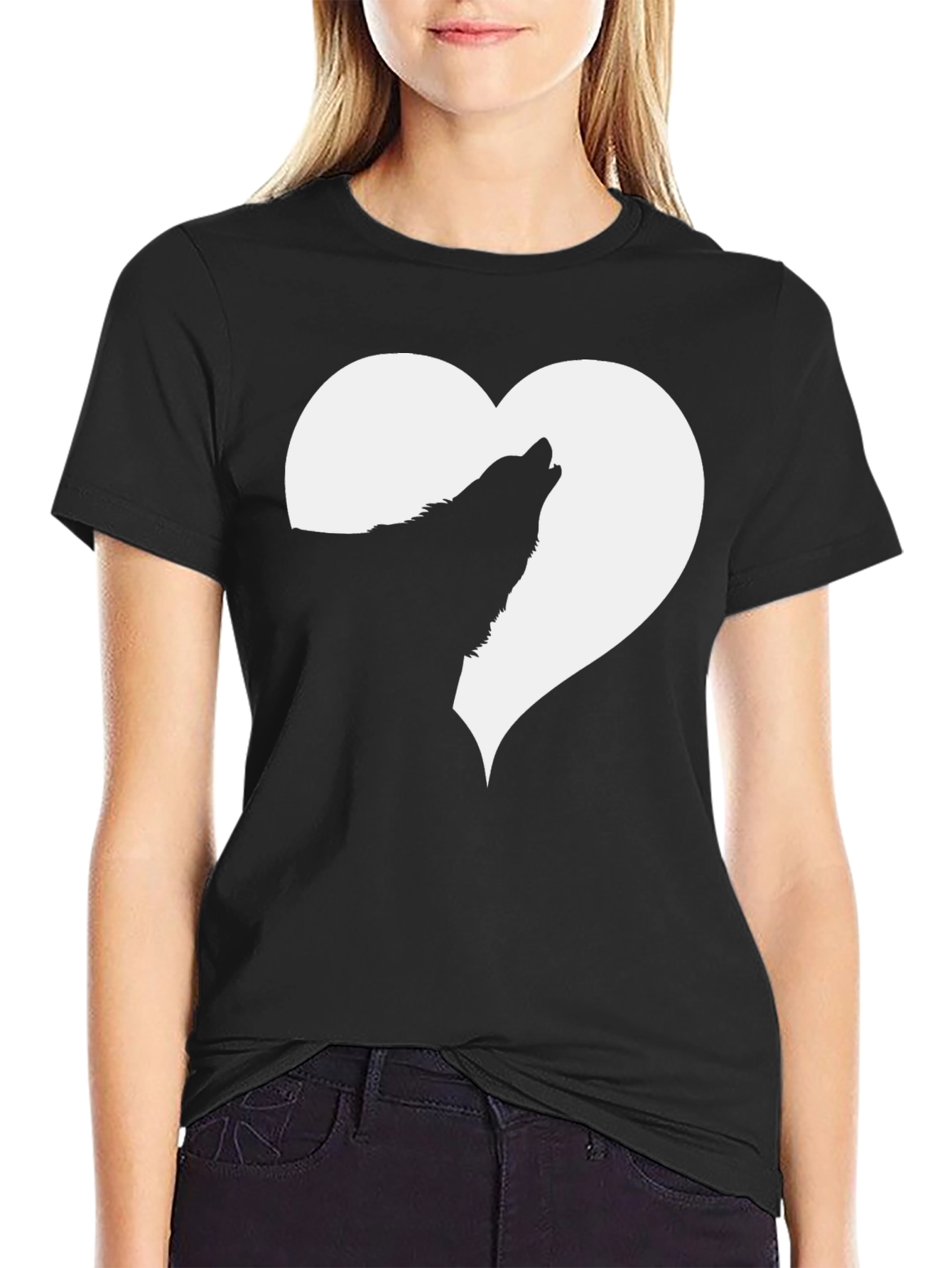 Wolf Howling in Heart T-Shirt