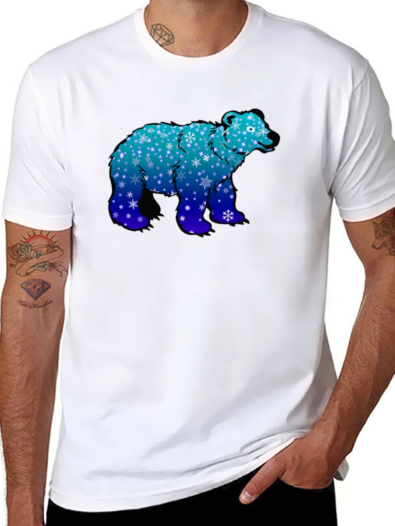 Winter Bear T-Shirt - Snowflake Design