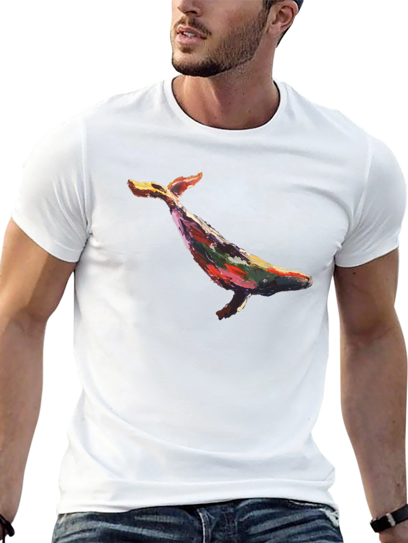 Whale Art Graphic Black T-Shirt