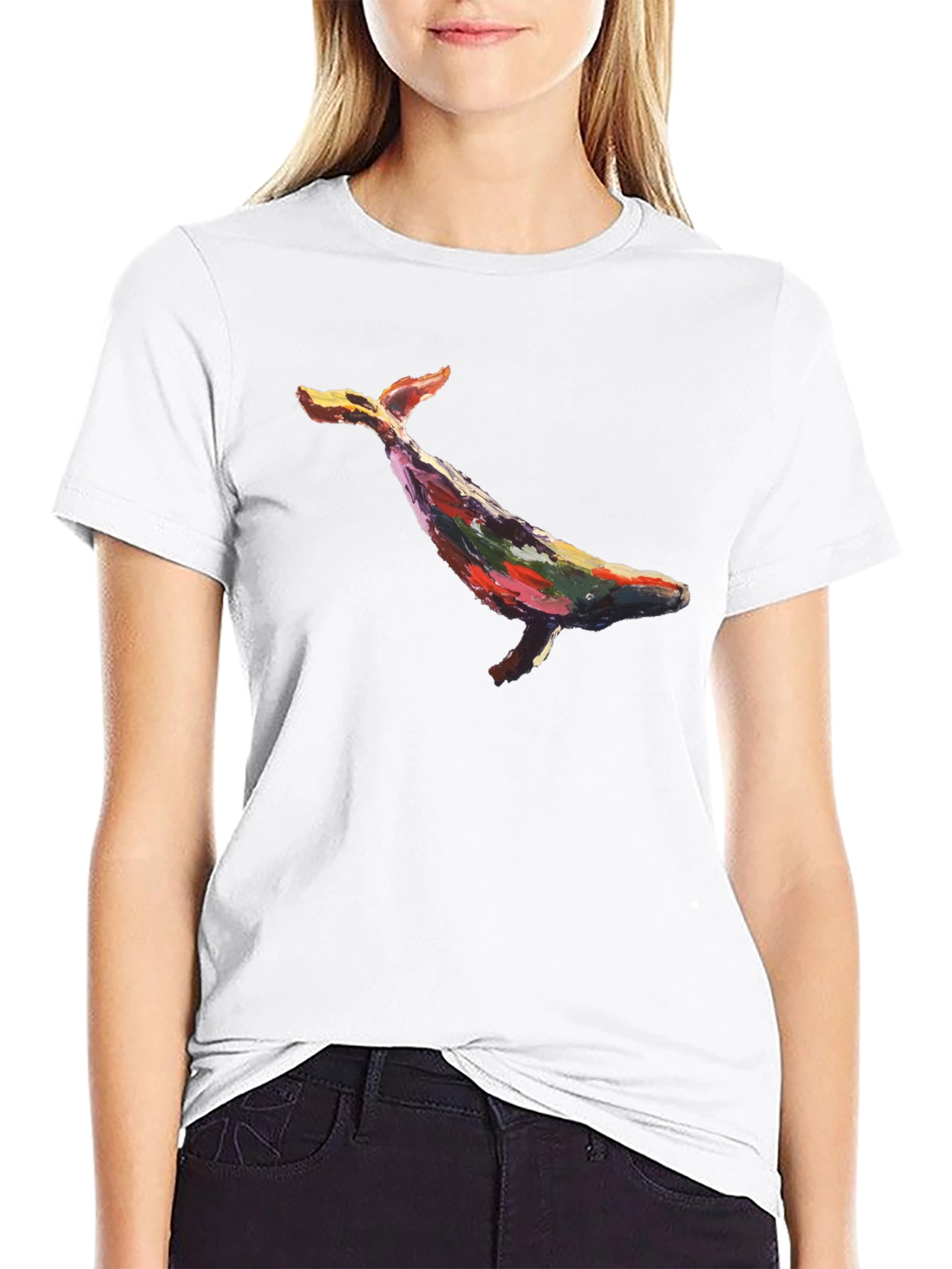 Whale Art Graphic Black T-Shirt