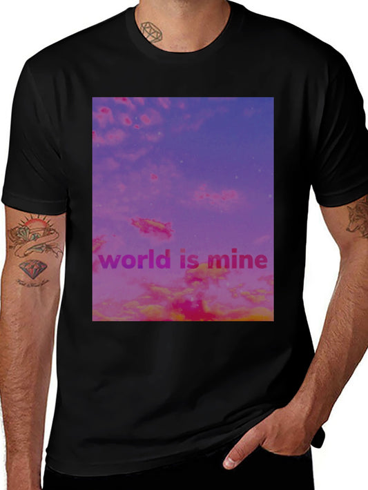 World is Mine Graphic Tee - Black Cotton Blend