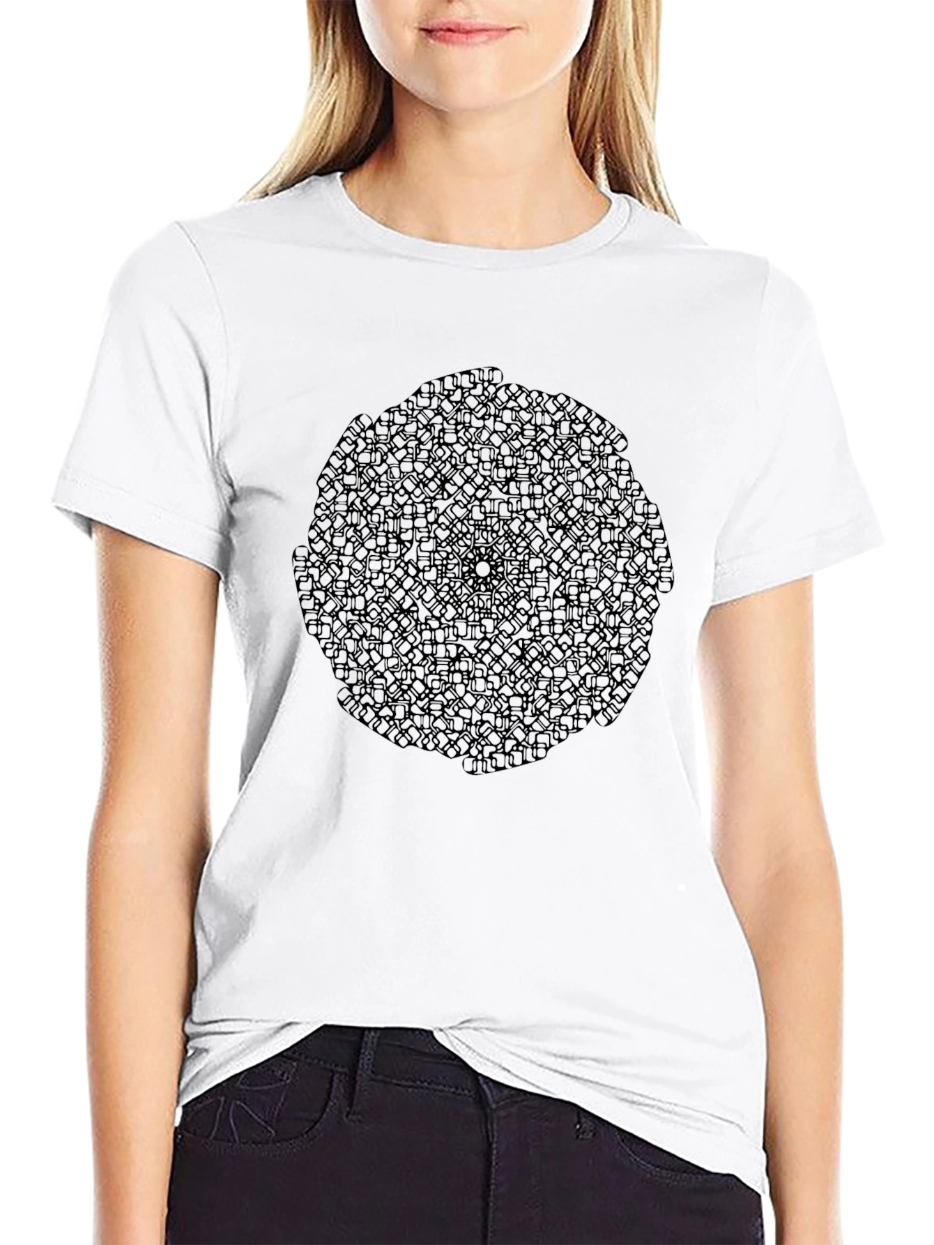 Abstract Pattern Black T-Shirt - Geometric Design