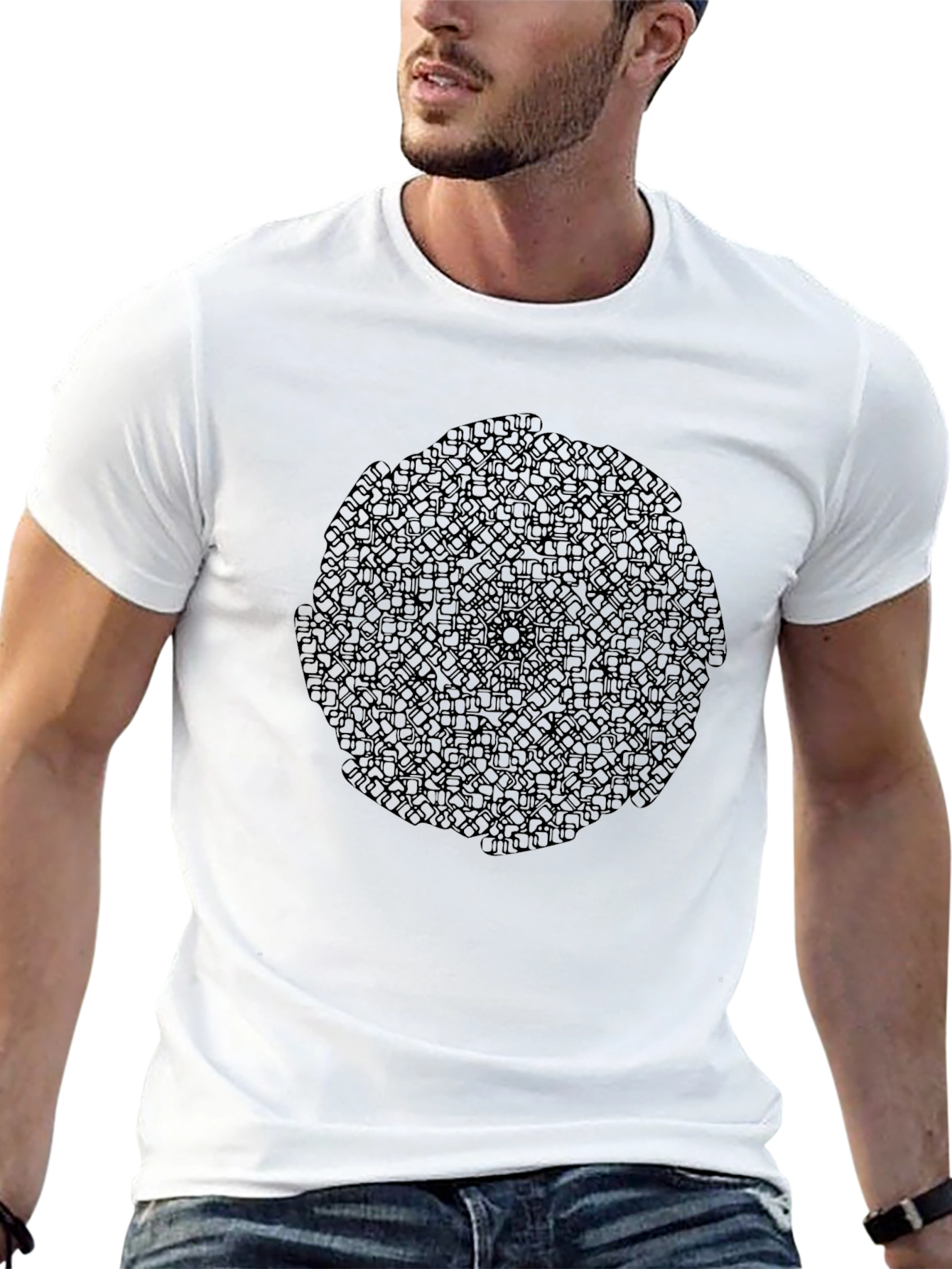 Abstract Pattern Black T-Shirt - Geometric Design