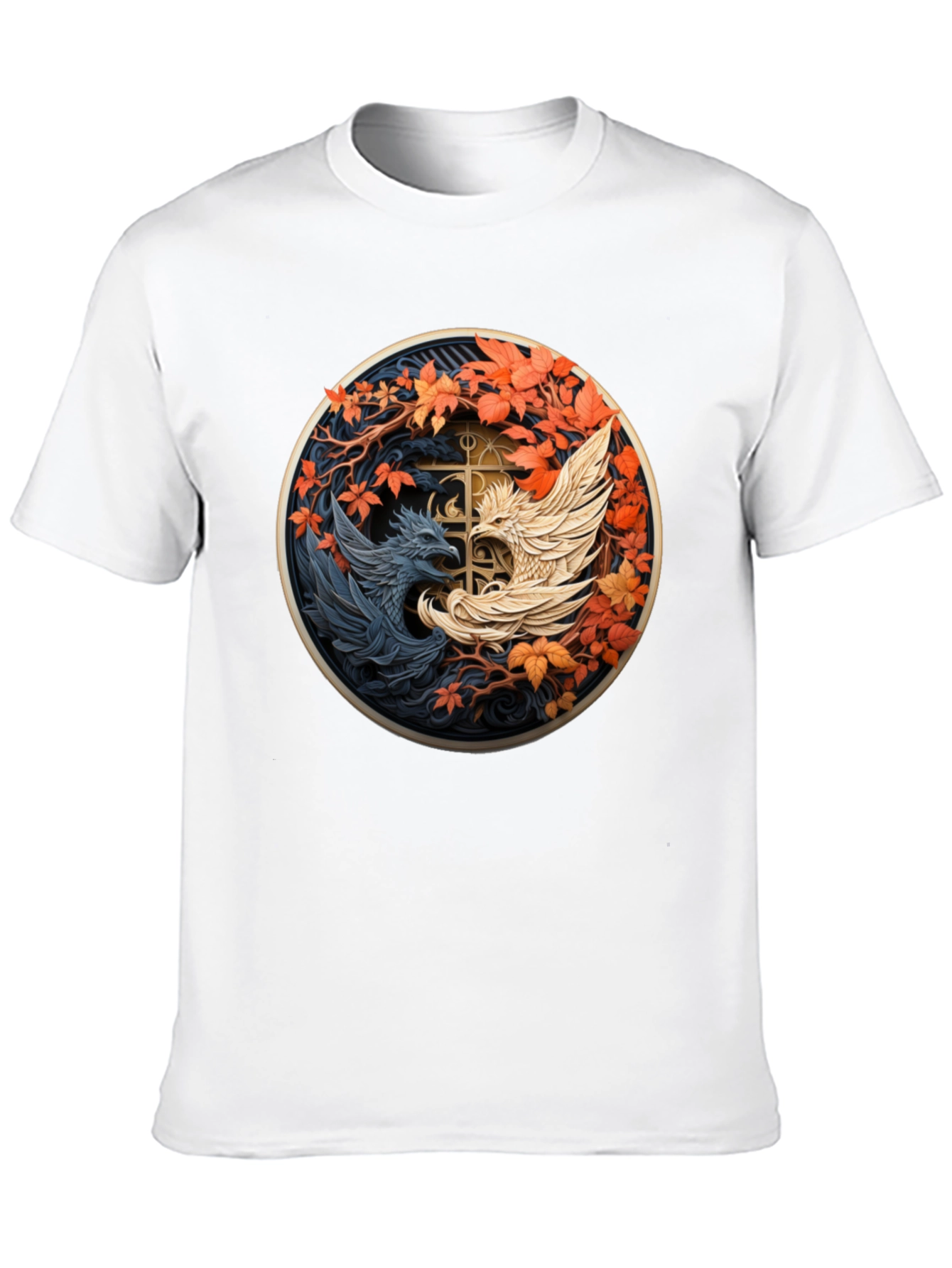 Yin Yang Phoenix Graphic Tee - Black