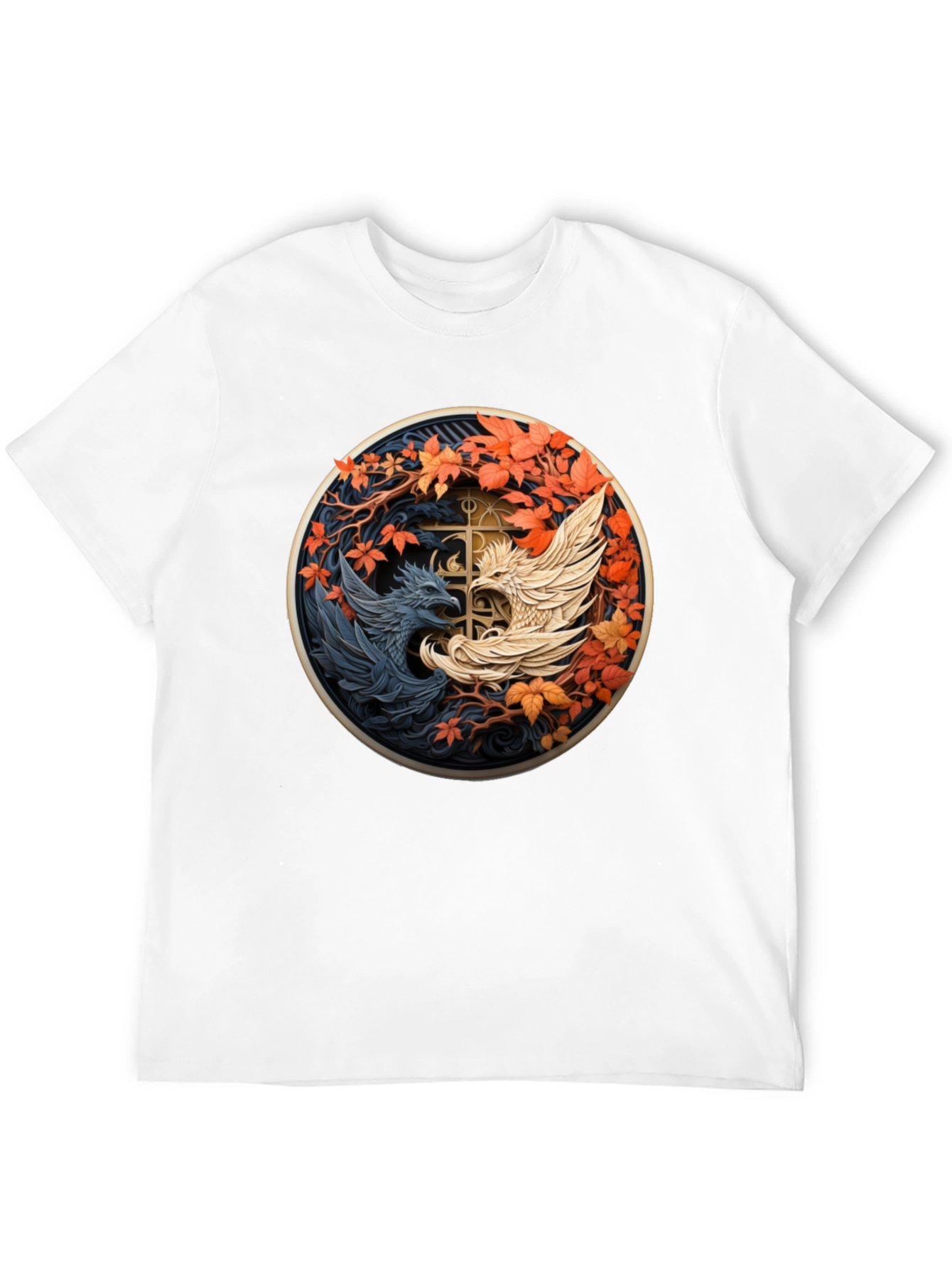 Yin Yang Phoenix Graphic Tee - Black