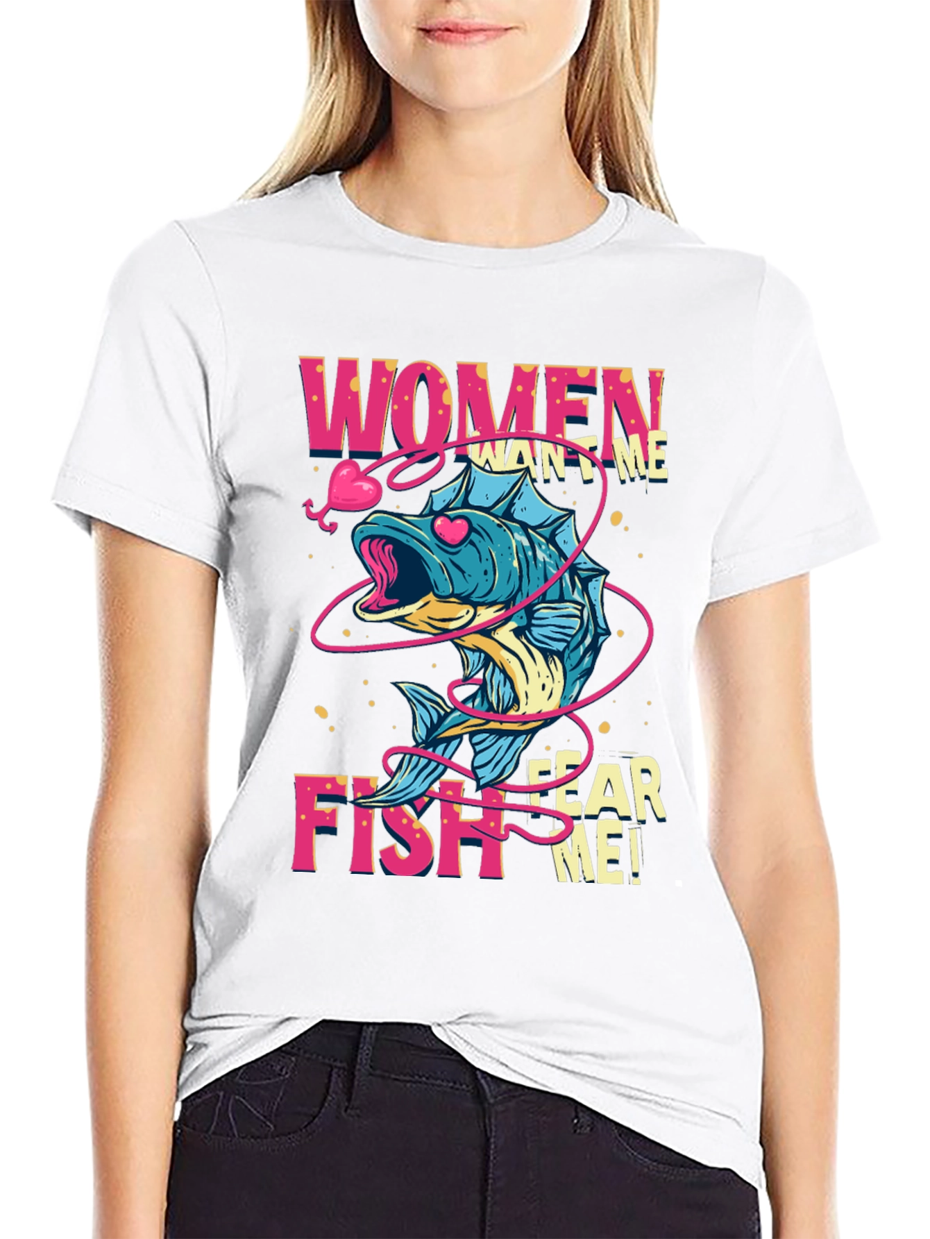 Women Want Me Fish Fear Me Graphic Tee