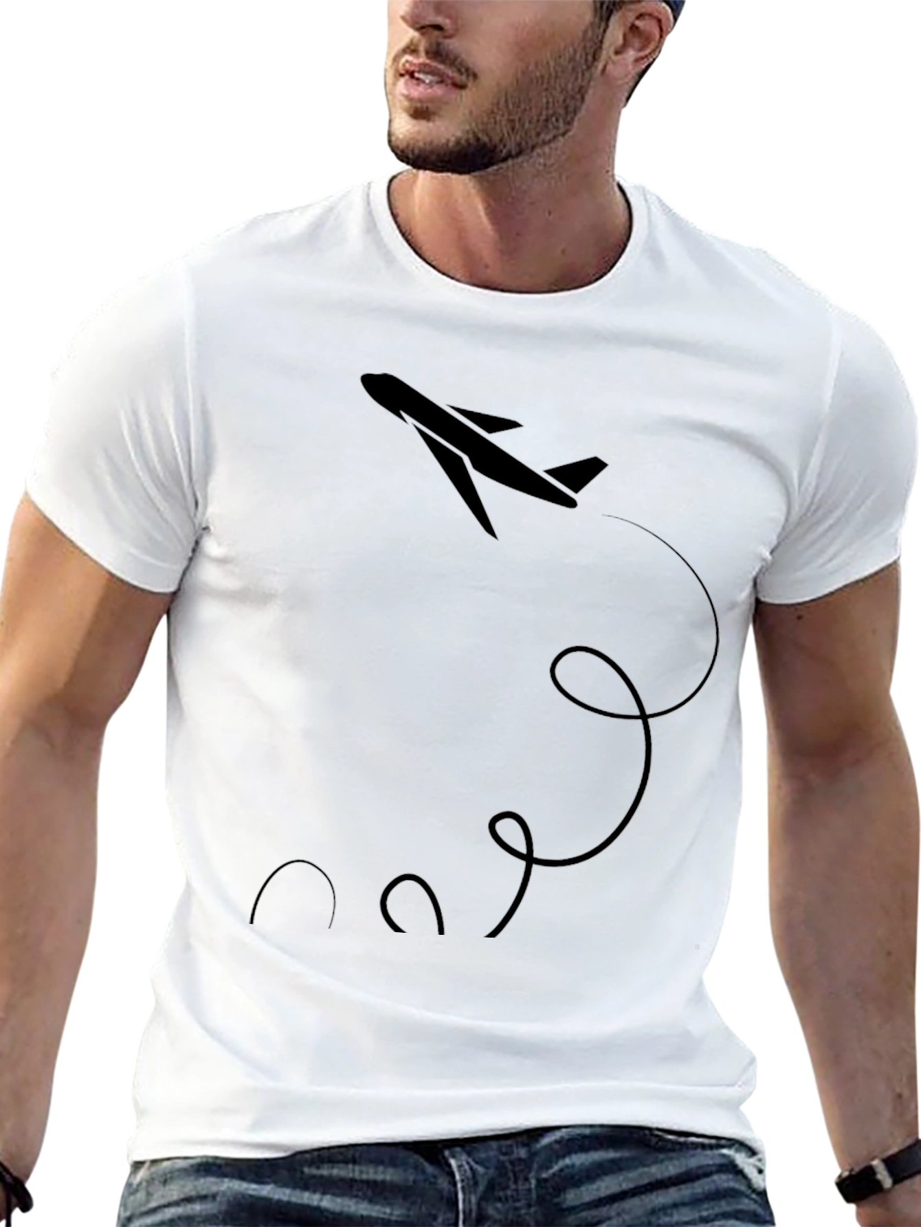 Airplane Graphic Tee - Black Cotton Comfort
