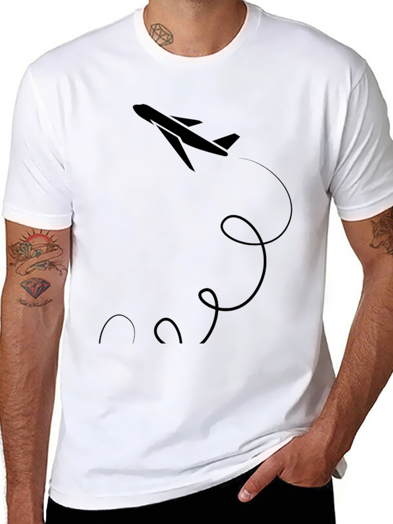 Airplane Graphic Tee - Black Cotton Comfort