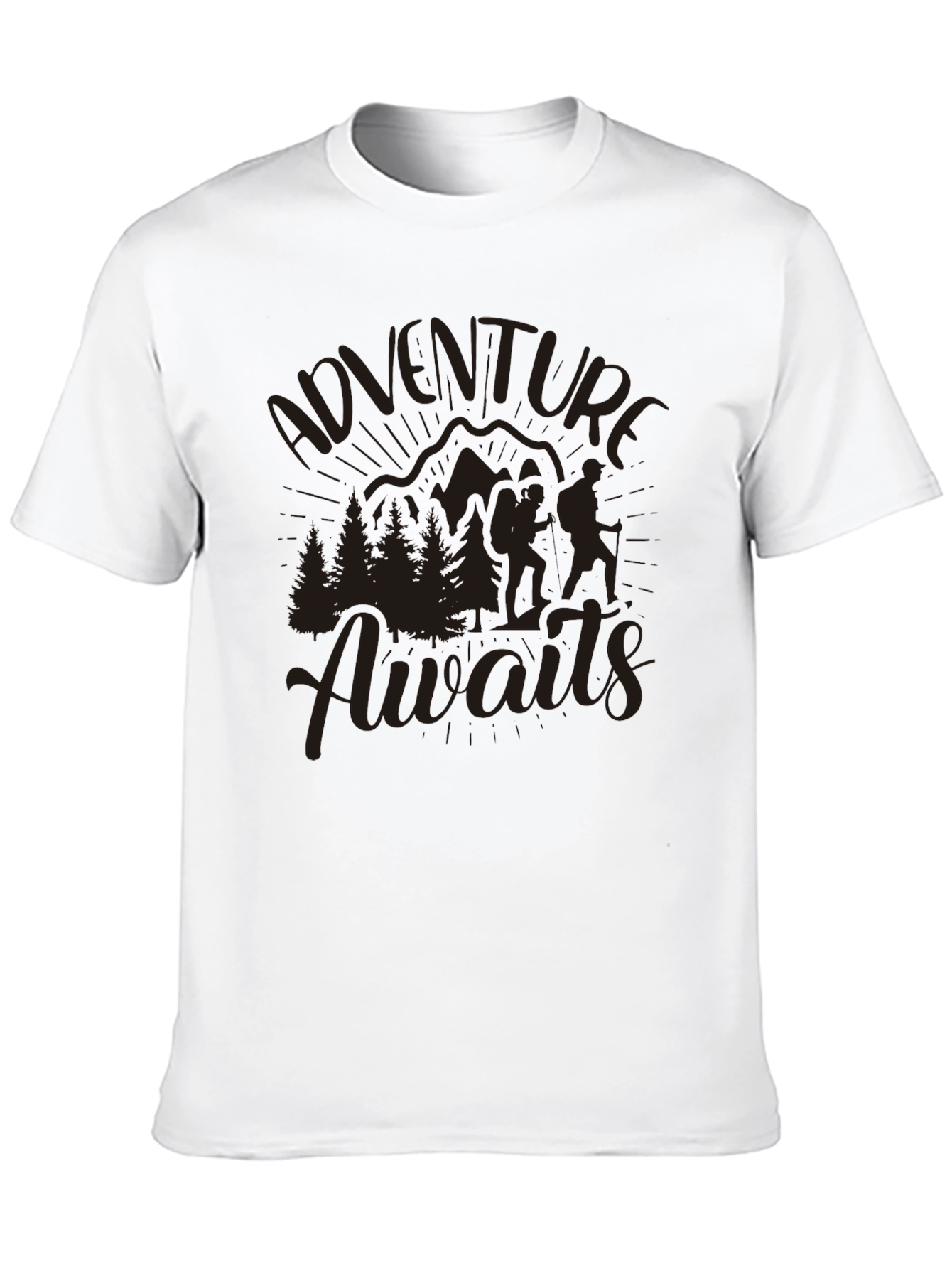 Adventure Awaits Graphic T-Shirt - Mountain Hiking Design