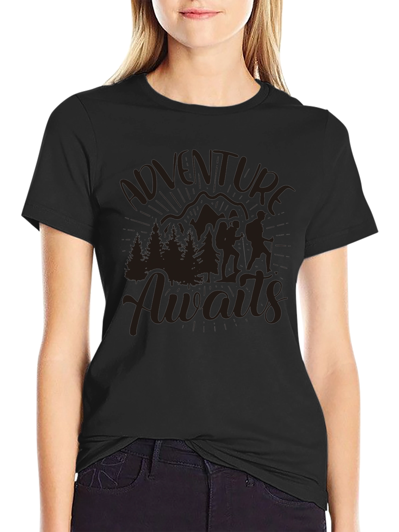 Adventure Awaits Graphic T-Shirt - Mountain Hiking Design