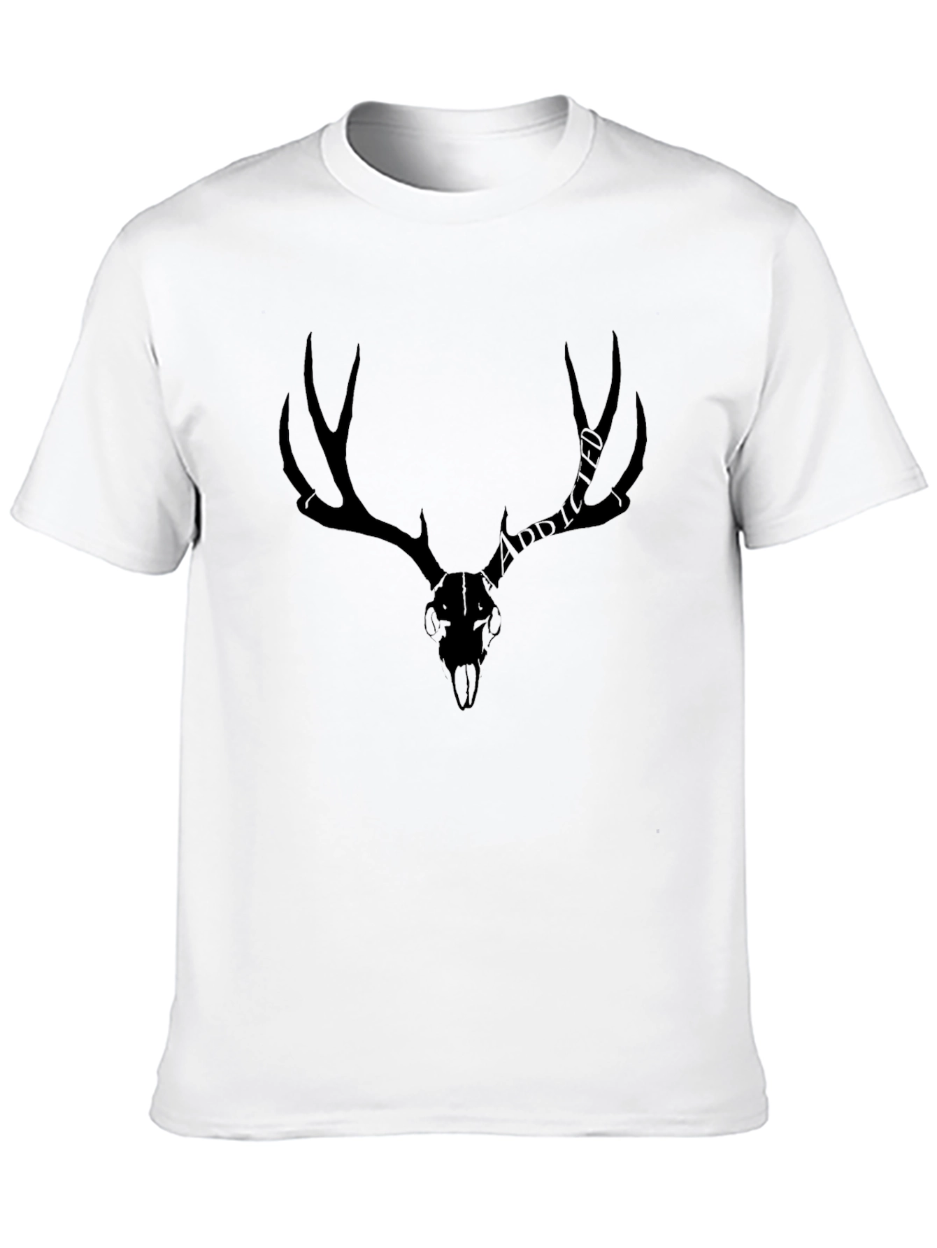 Antler Skull Graphic T-Shirt - Black