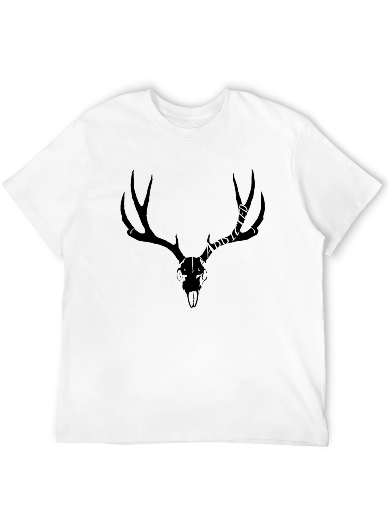Antler Skull Graphic T-Shirt - Black