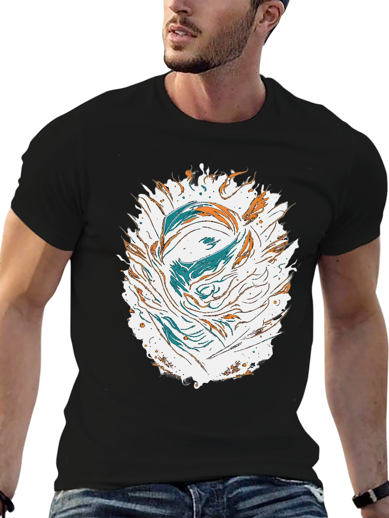 Abstract Graphic Print Crew Neck T-Shirt