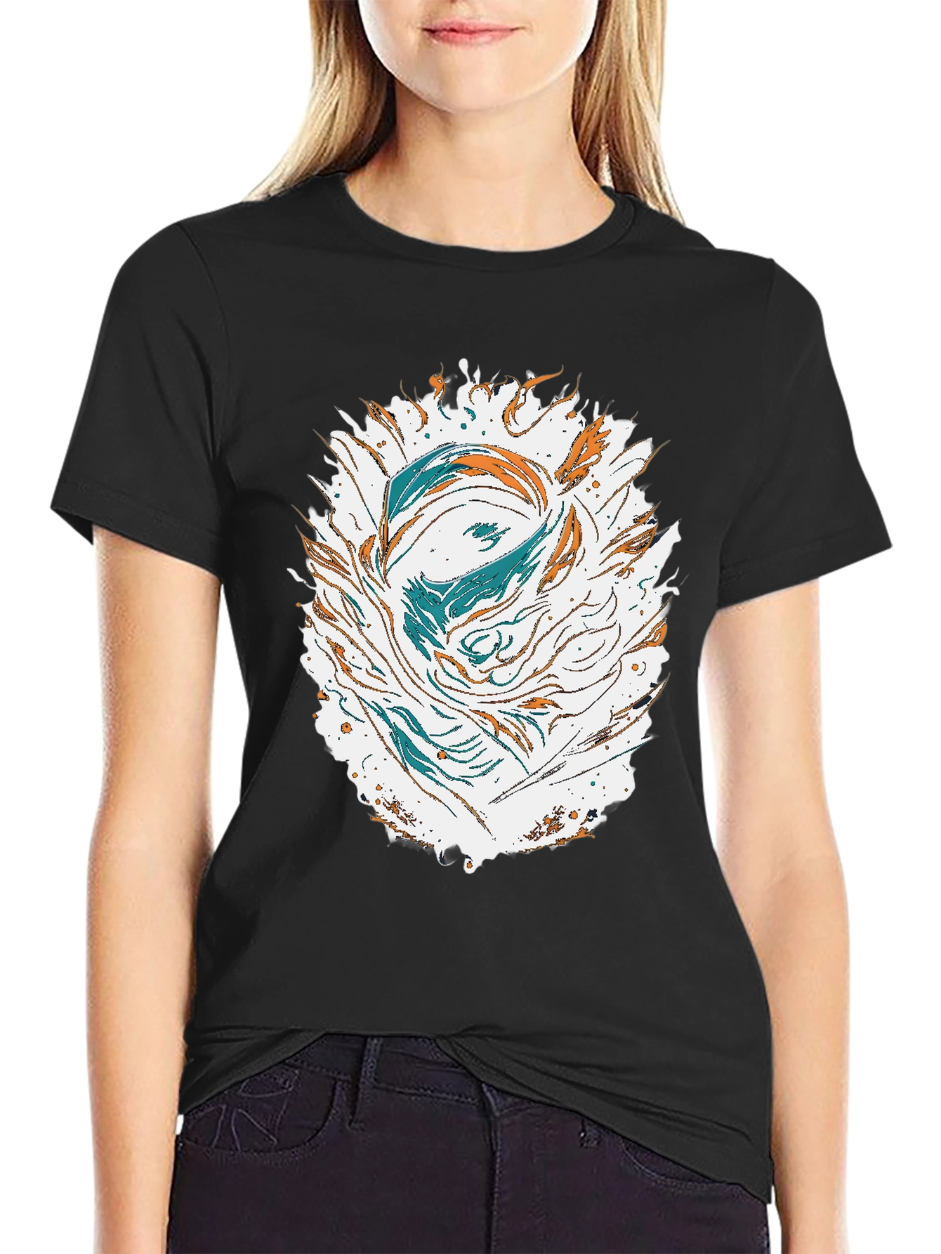 Abstract Graphic Print Crew Neck T-Shirt