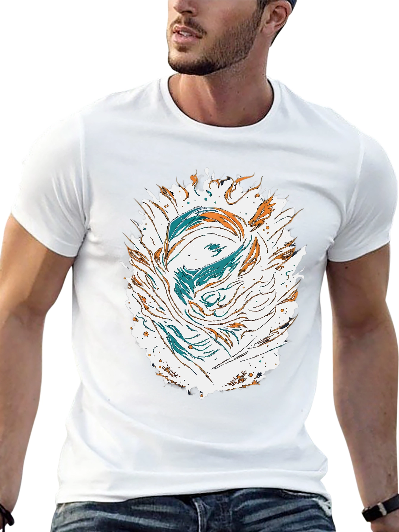 Abstract Graphic Print Crew Neck T-Shirt