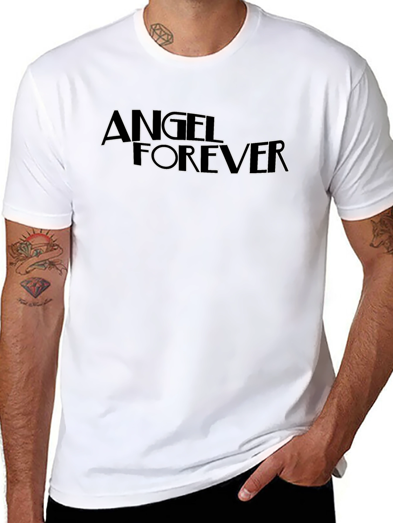 Angel Forever Black Graphic T-Shirt