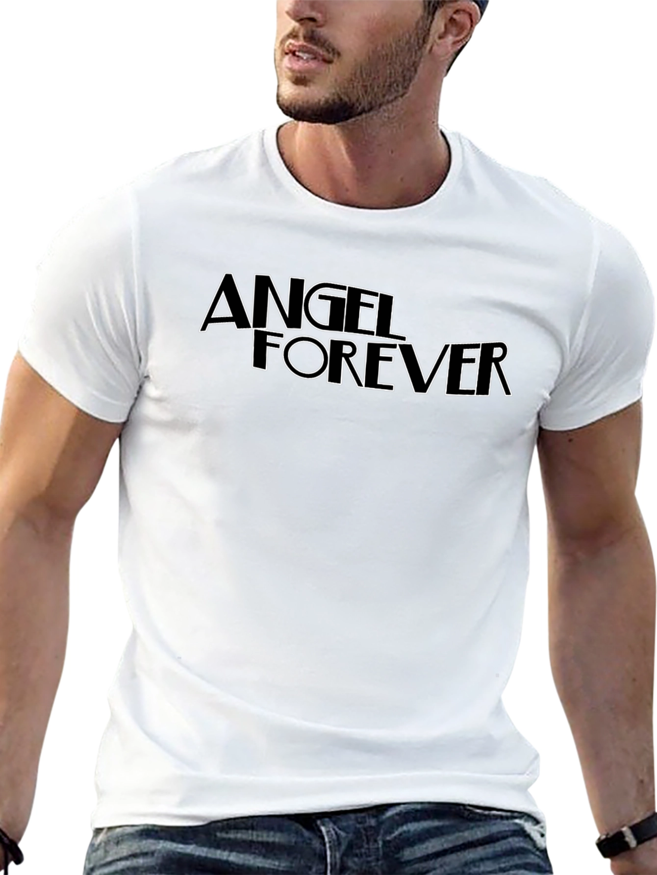 Angel Forever Black Graphic T-Shirt