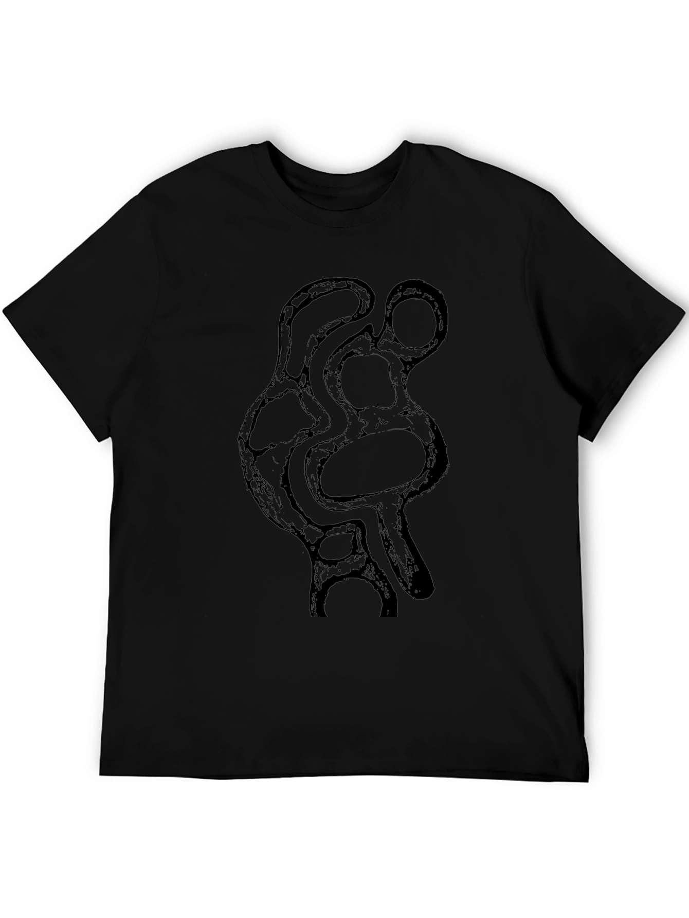 Abstract Art Graphic Tee - Black Cotton Casual