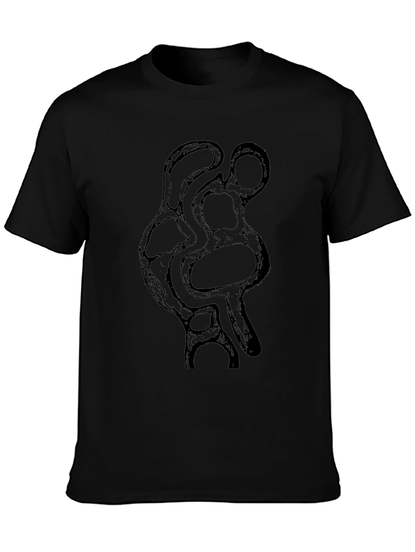 Abstract Art Graphic Tee - Black Cotton Casual