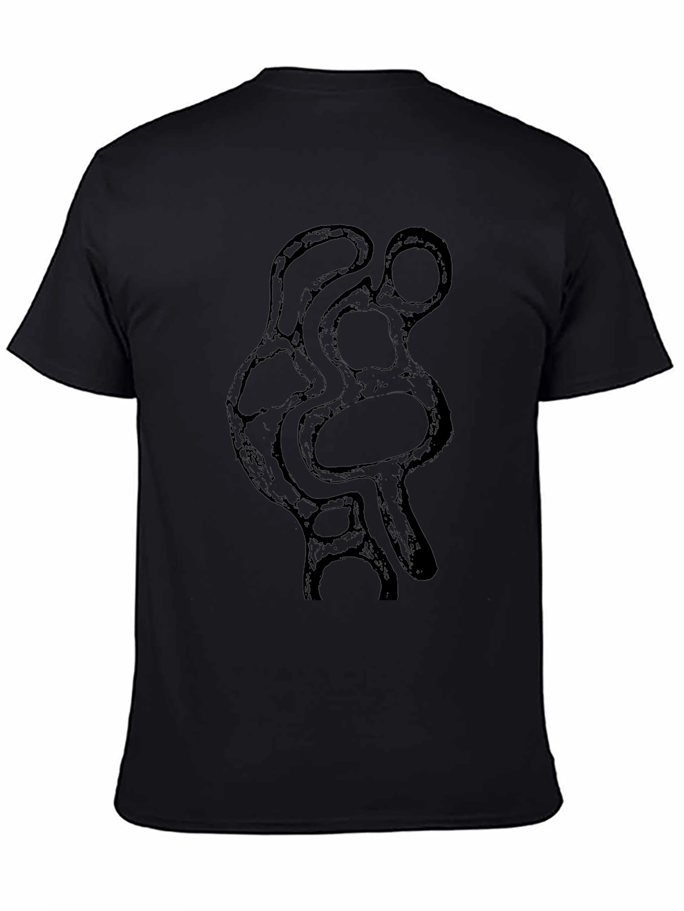 Abstract Art Graphic Tee - Black Cotton Casual