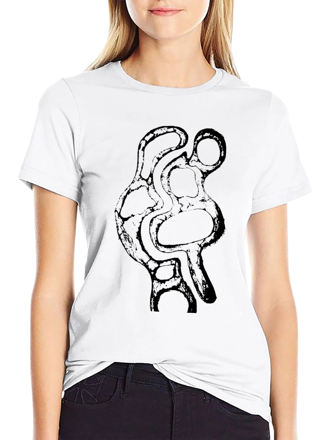 Abstract Art Graphic Tee - Black Cotton Casual