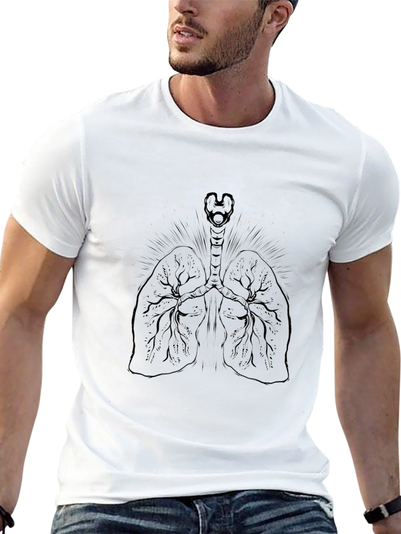 Anatomical Lungs Graphic Print Black T-Shirt