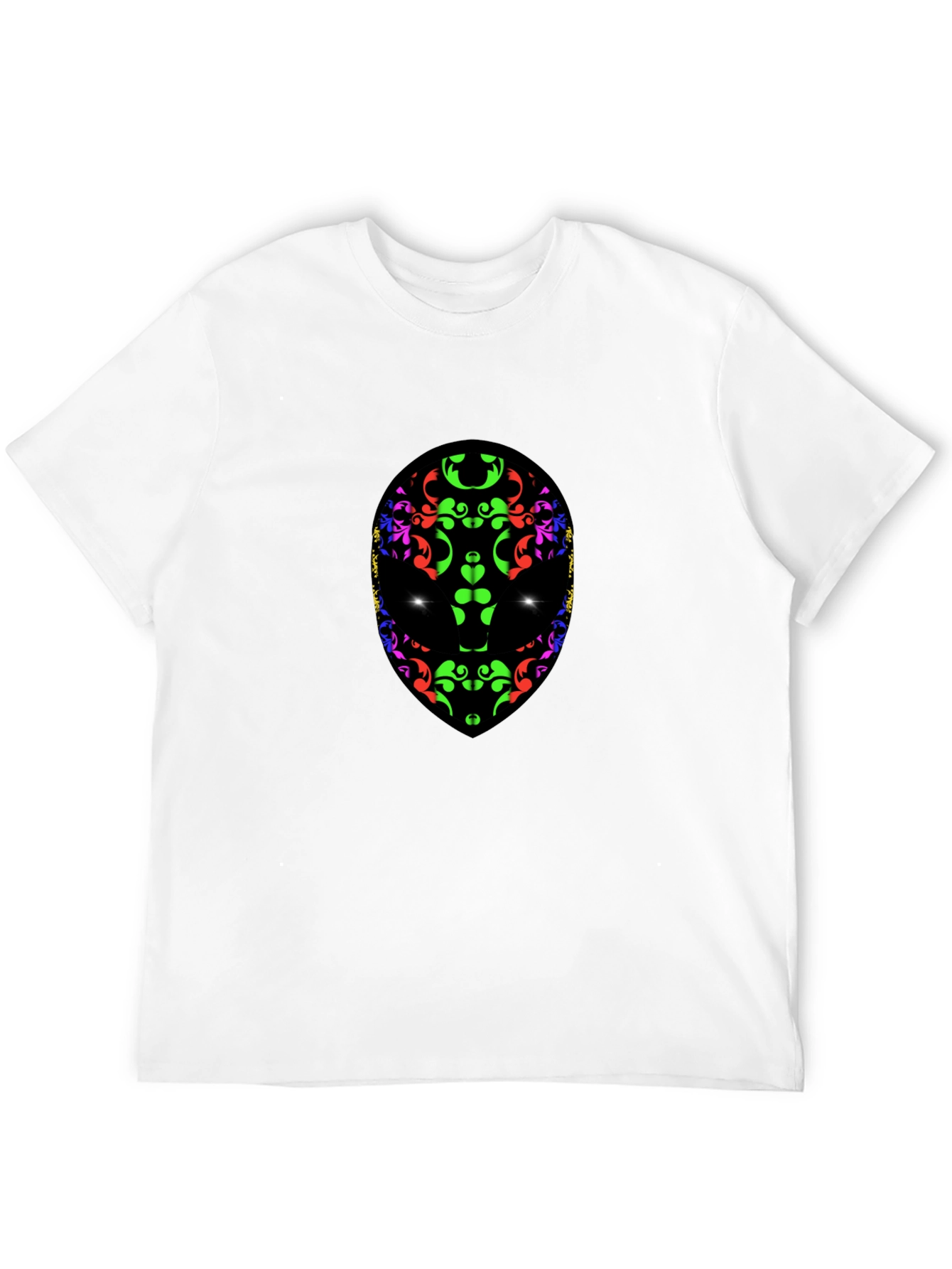 Abstract Alien Face Graphic Print Black T-Shirt