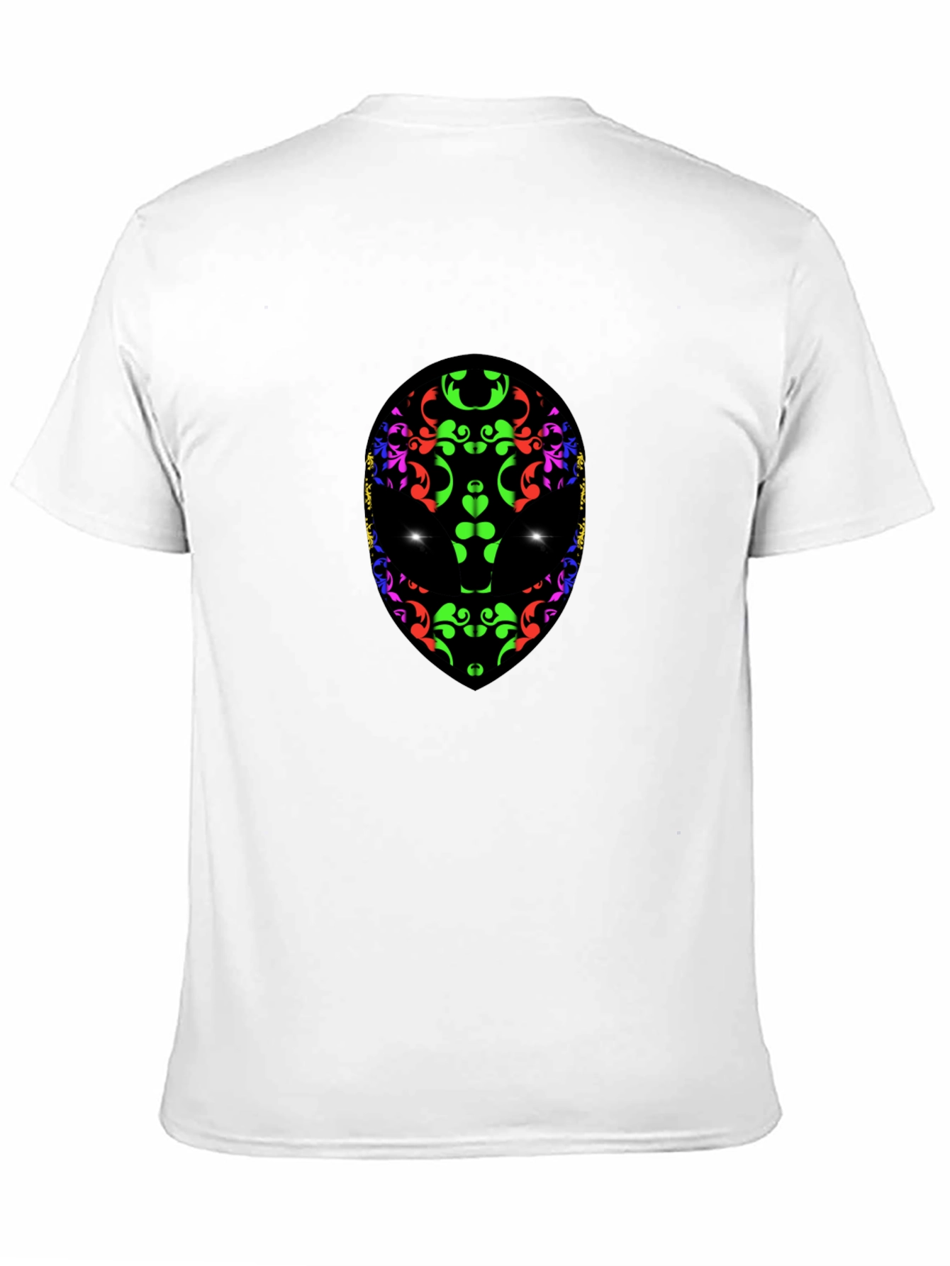Abstract Alien Face Graphic Print Black T-Shirt